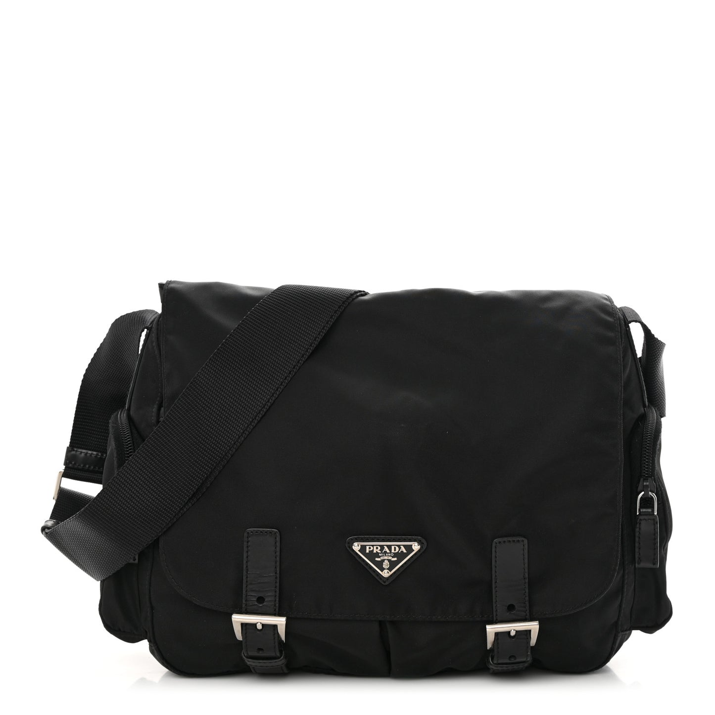 Nylon Messenger Bag Black