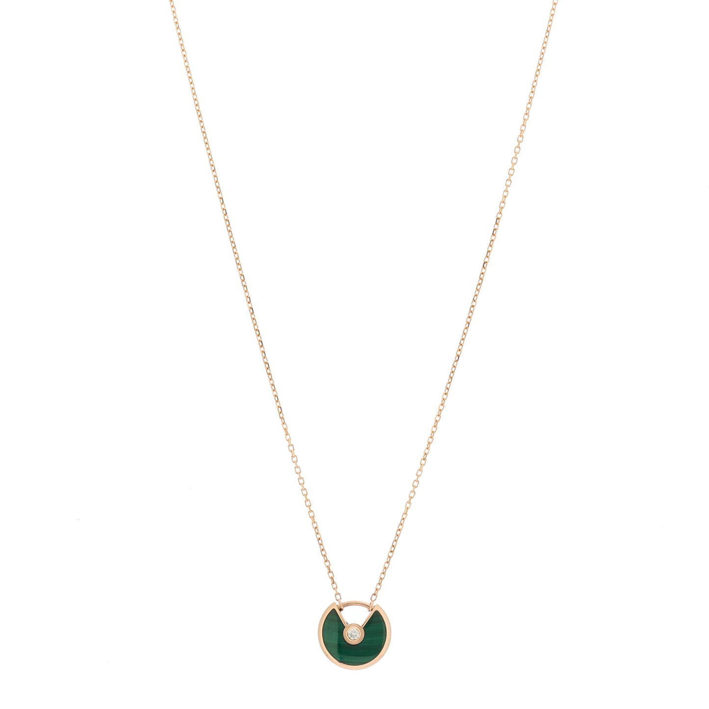 18K Pink Gold Diamond Malachite XS Amulette de Cartier Pendant Necklace