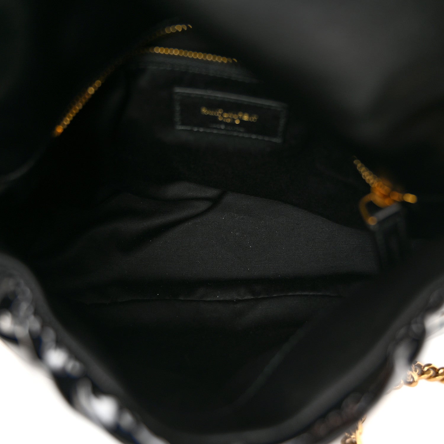 Saint Laurent Patent Quilted Small Loulou Puffer Monogram Chain Satchel Black 5 of 10