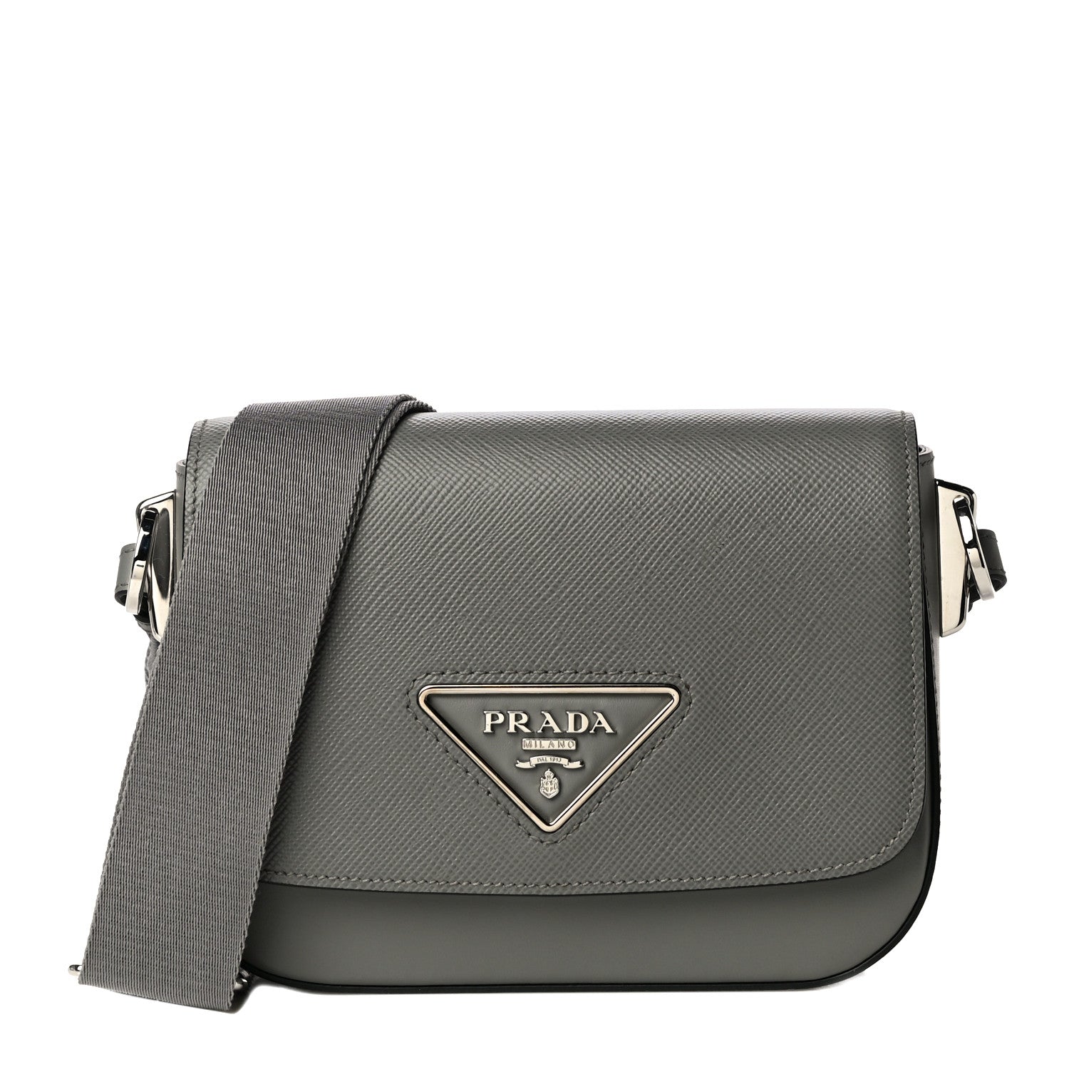 Prada Saffiano Cuir Identity Shoulder Bag Ardesia 945039