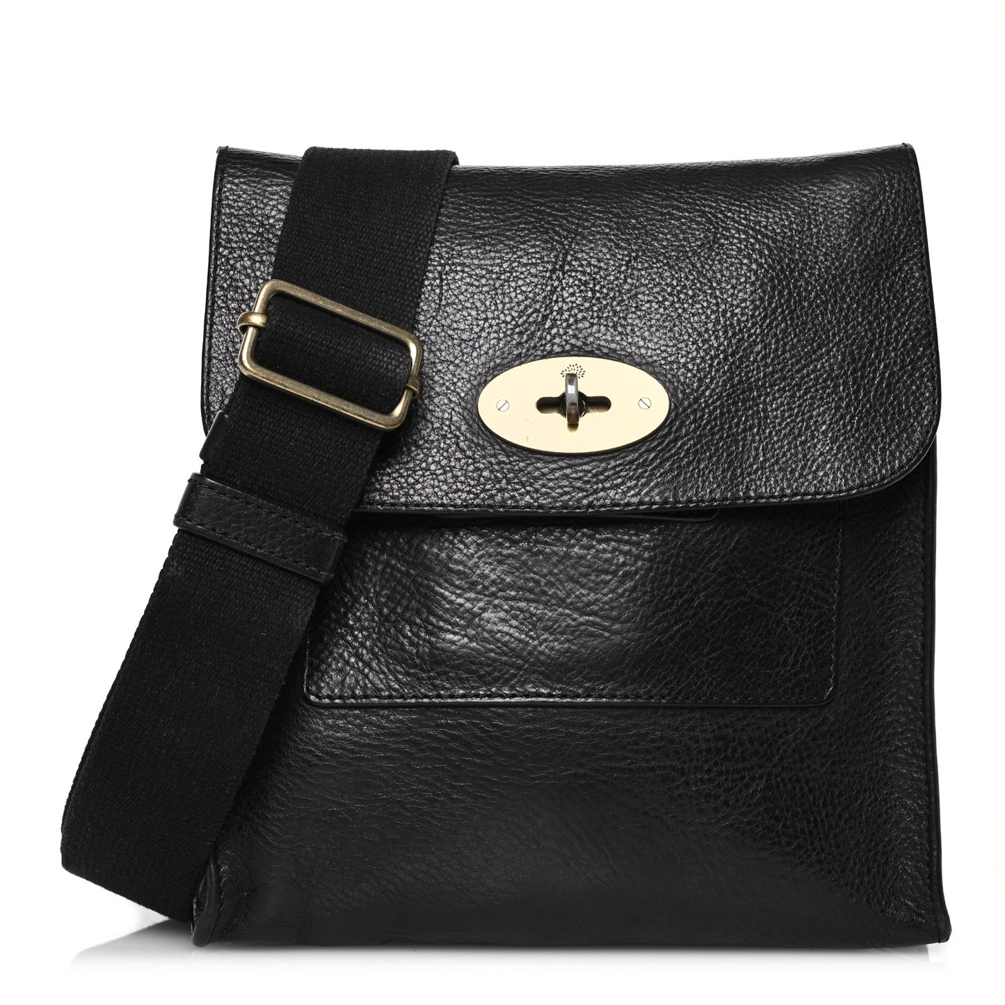 Natural Grain Calfskin Antony Messenger Crossbody Black