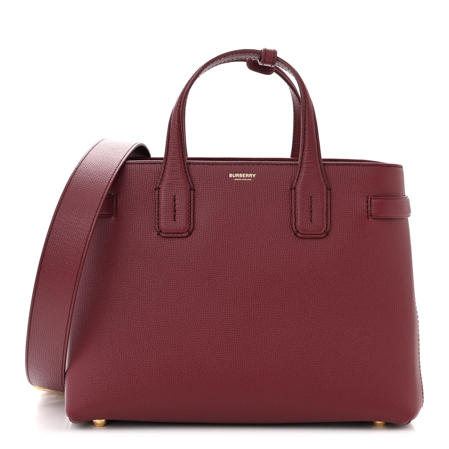 Grainy Calfskin House Check Medium Banner Tote Crimson