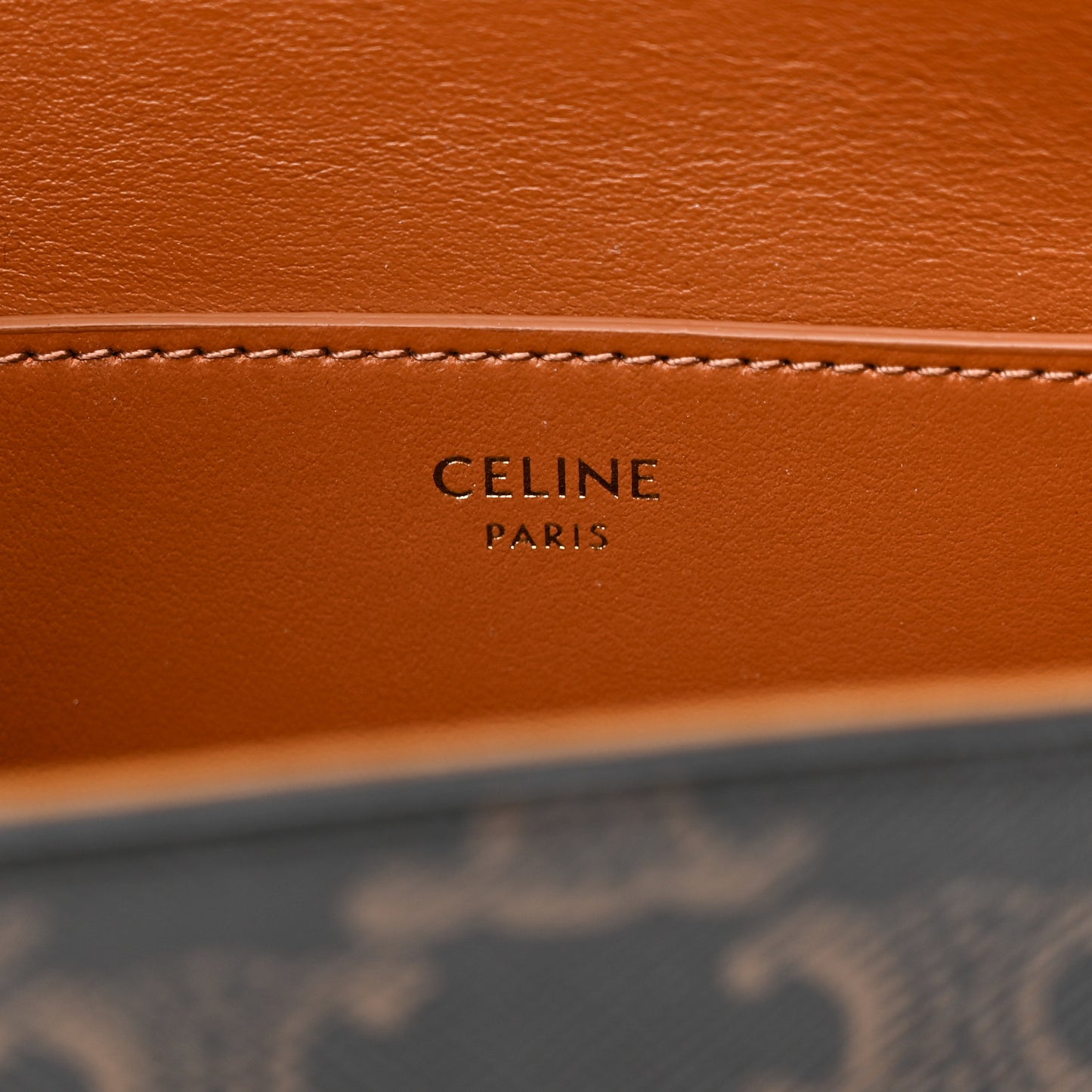 Triomphe Canvas Calfskin Tabou Clutch on Strap Tan