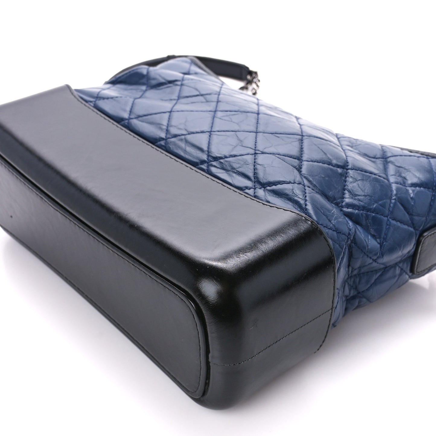 Aged Calfskin Quilted Medium Gabrielle Hobo Navy Black