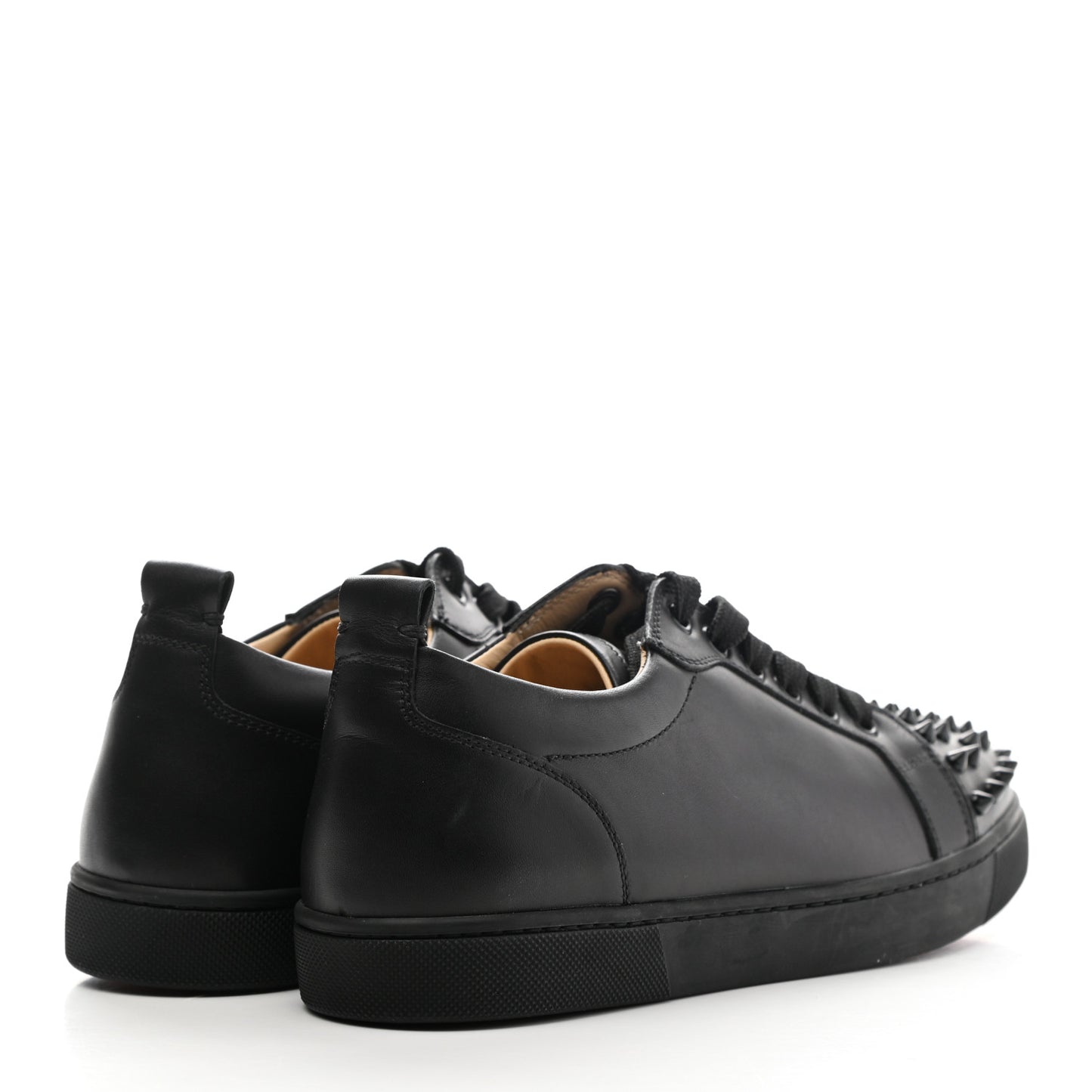 Calfskin Mens Louis Junior Spikes Flat Sneakers 38 Black