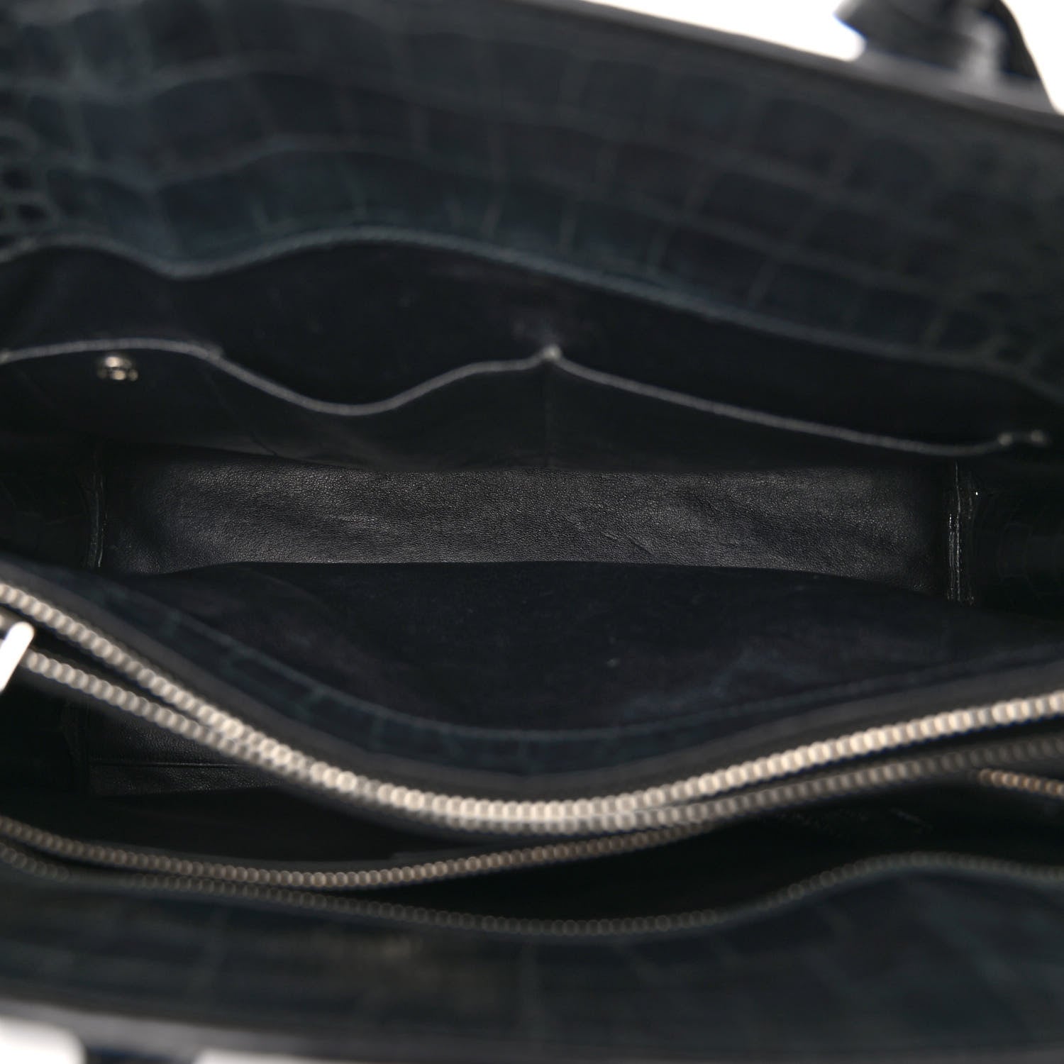 Saint Laurent Calfskin Crocodile Embossed Small Sac de Jour Dusty Black 5 of 9
