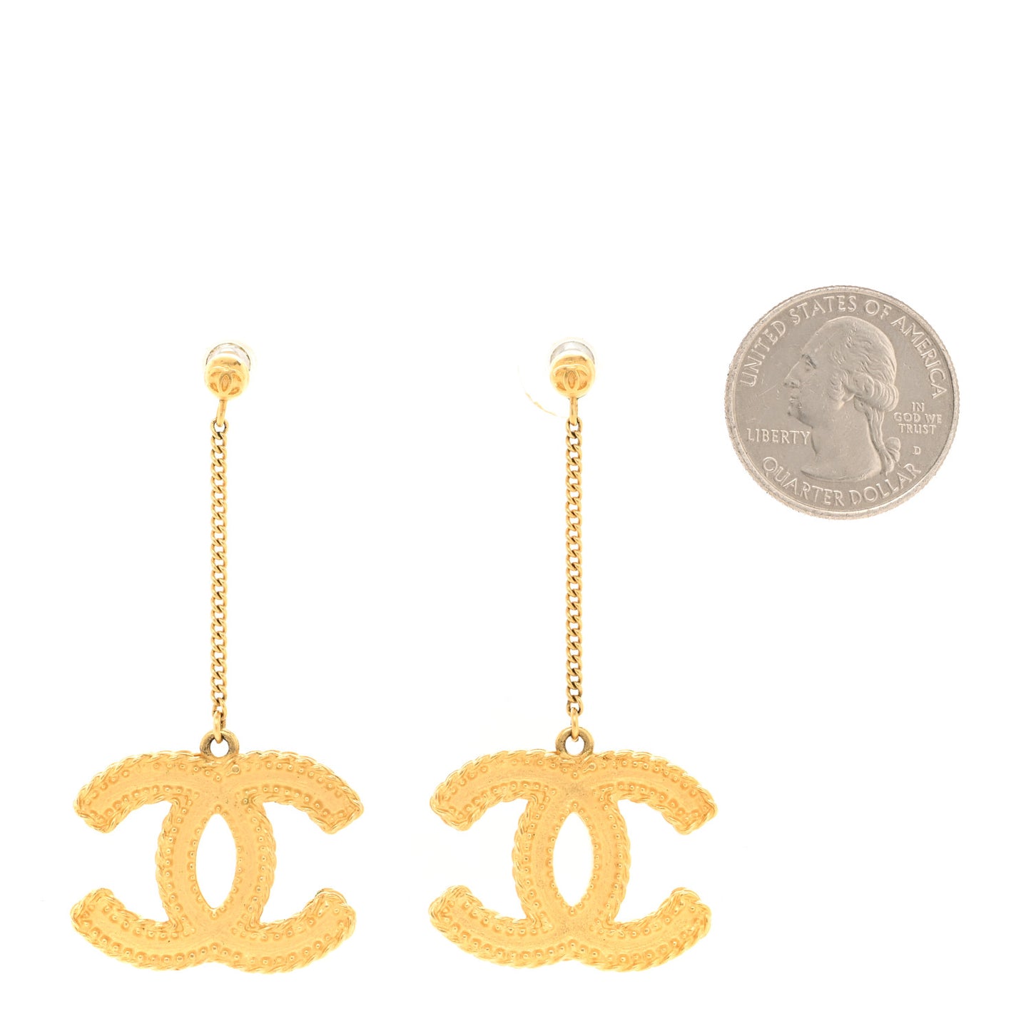 CC Drop Earrings Matte Gold