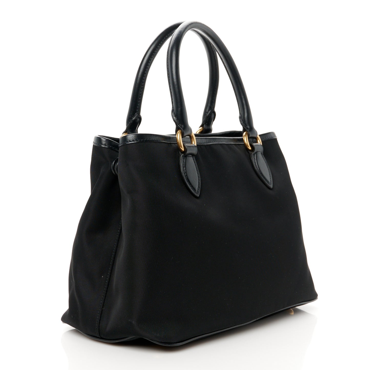 Tessuto Nylon Soft Calf Small Tote Black