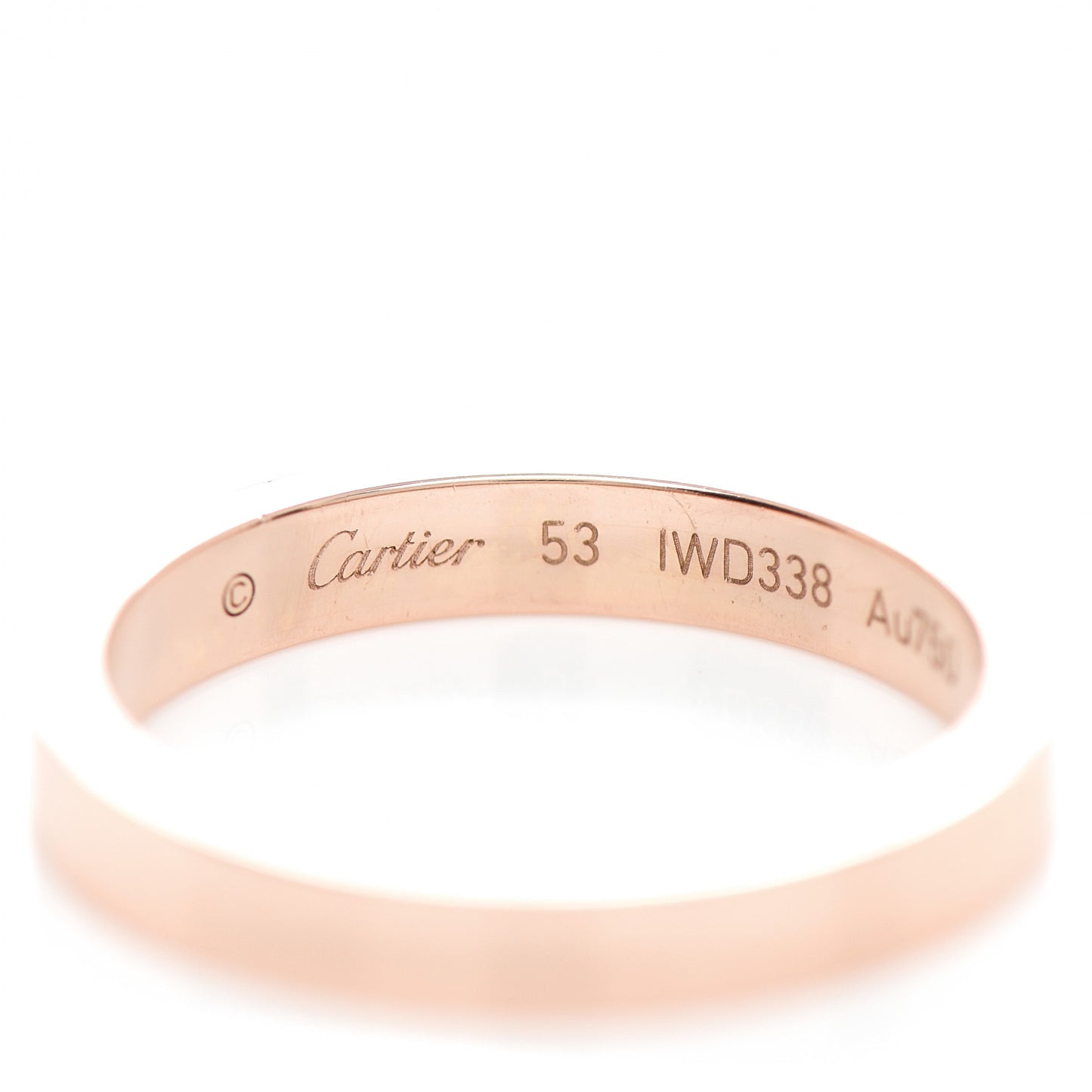 18K Pink Gold Diamond 3mm C De Cartier Wedding Band Ring 53 6.5