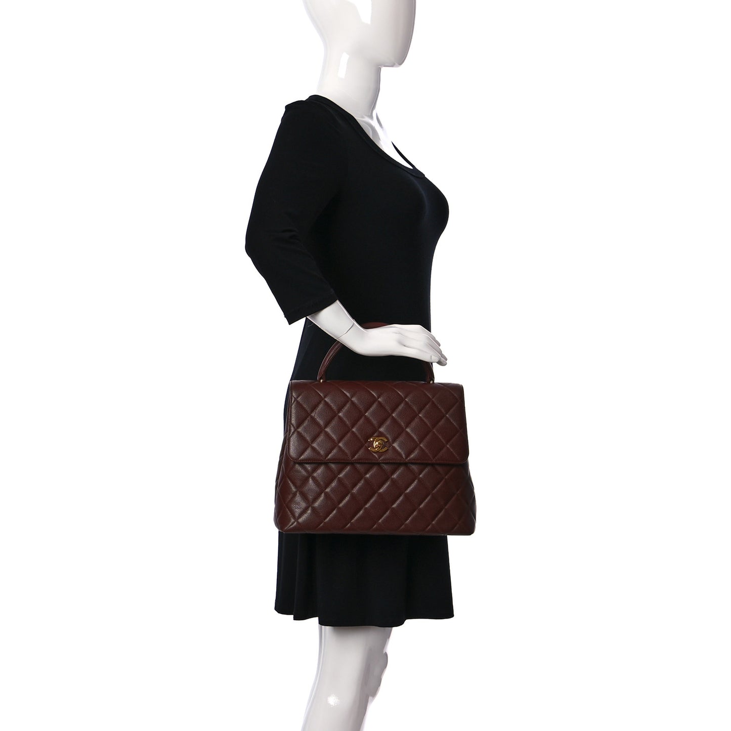 Caviar Quilted Jumbo Kelly Flap Brown
