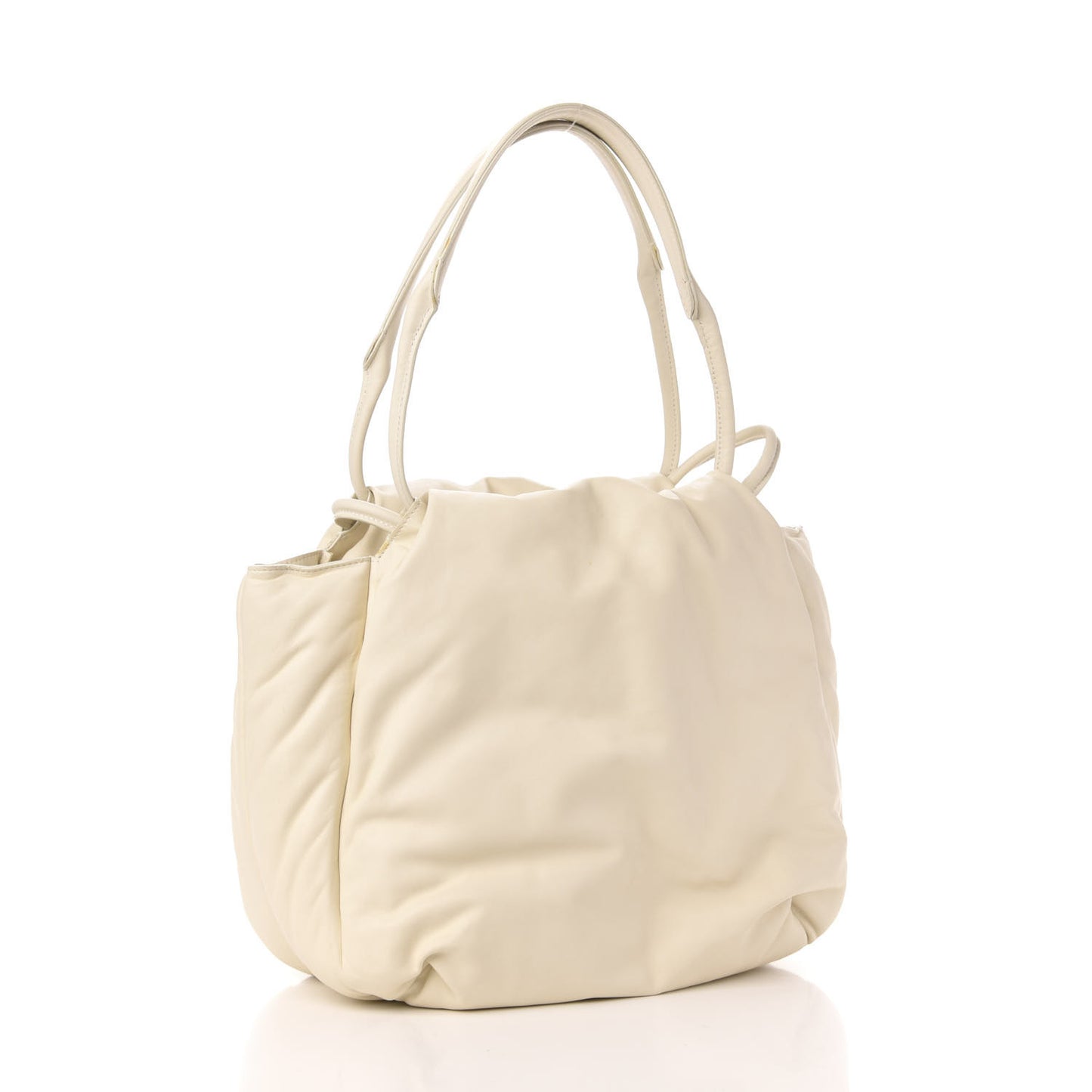 Goatskin Pillow Bucket Bag White