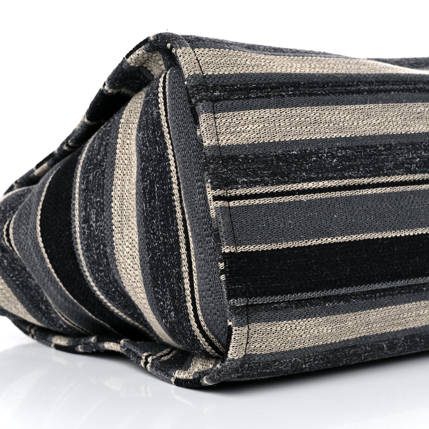 Striped Canvas Medium Deauville Tote Grey Black