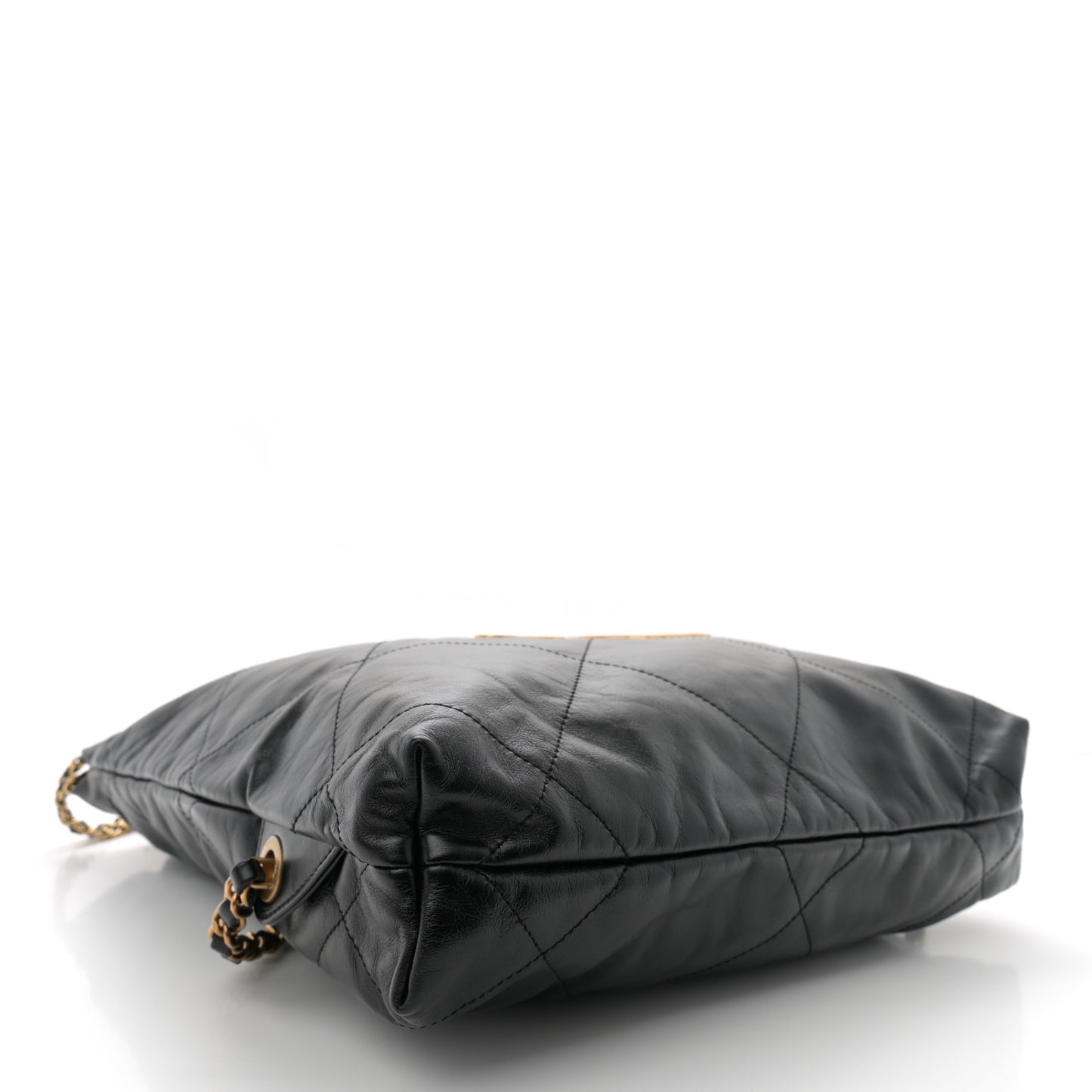 Shiny Calfskin Quilted Chanel 22 Backpack Black
