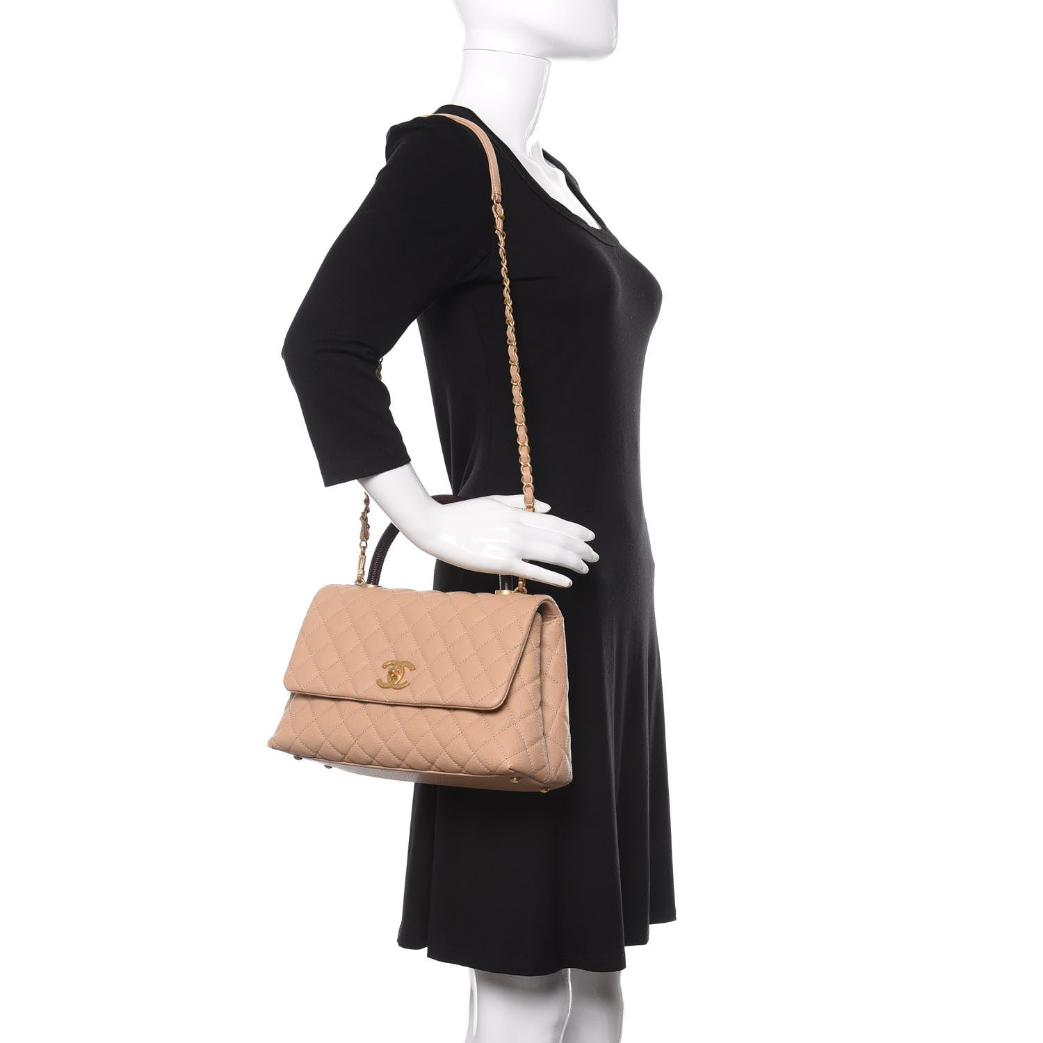 Chanel Caviar Lizard Embossed Quilted Small Coco Handle Flap Beige 2 of 11