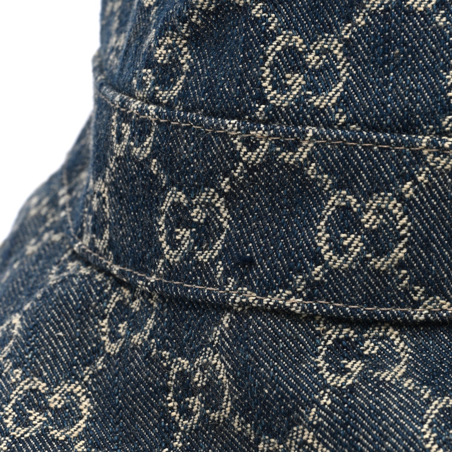 Denim GG Monogram Brim Hat XL Blue Ivory