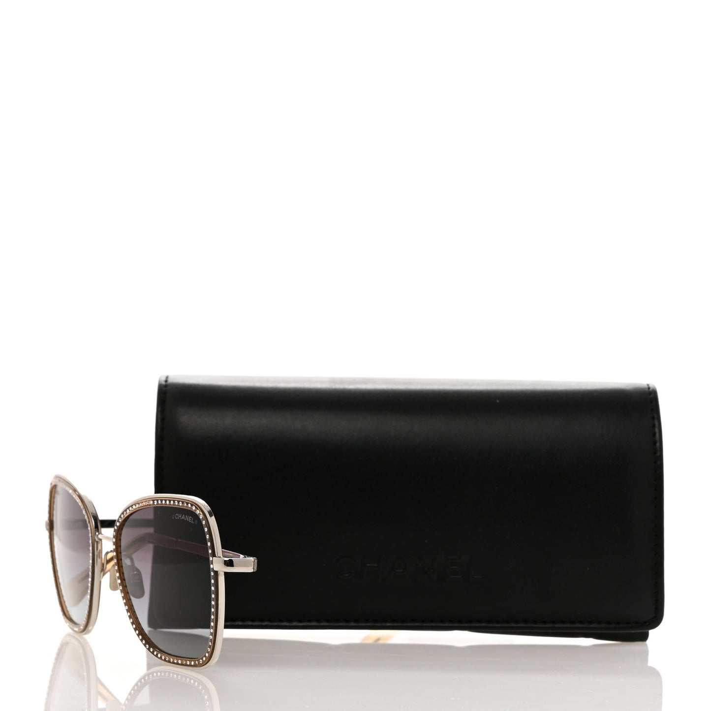 Square Frame Sequin Sunglasses 4277-B Gold Brown