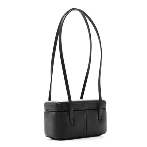 Shiny Caviar Preppy Coco Long Vanity With Strap Black