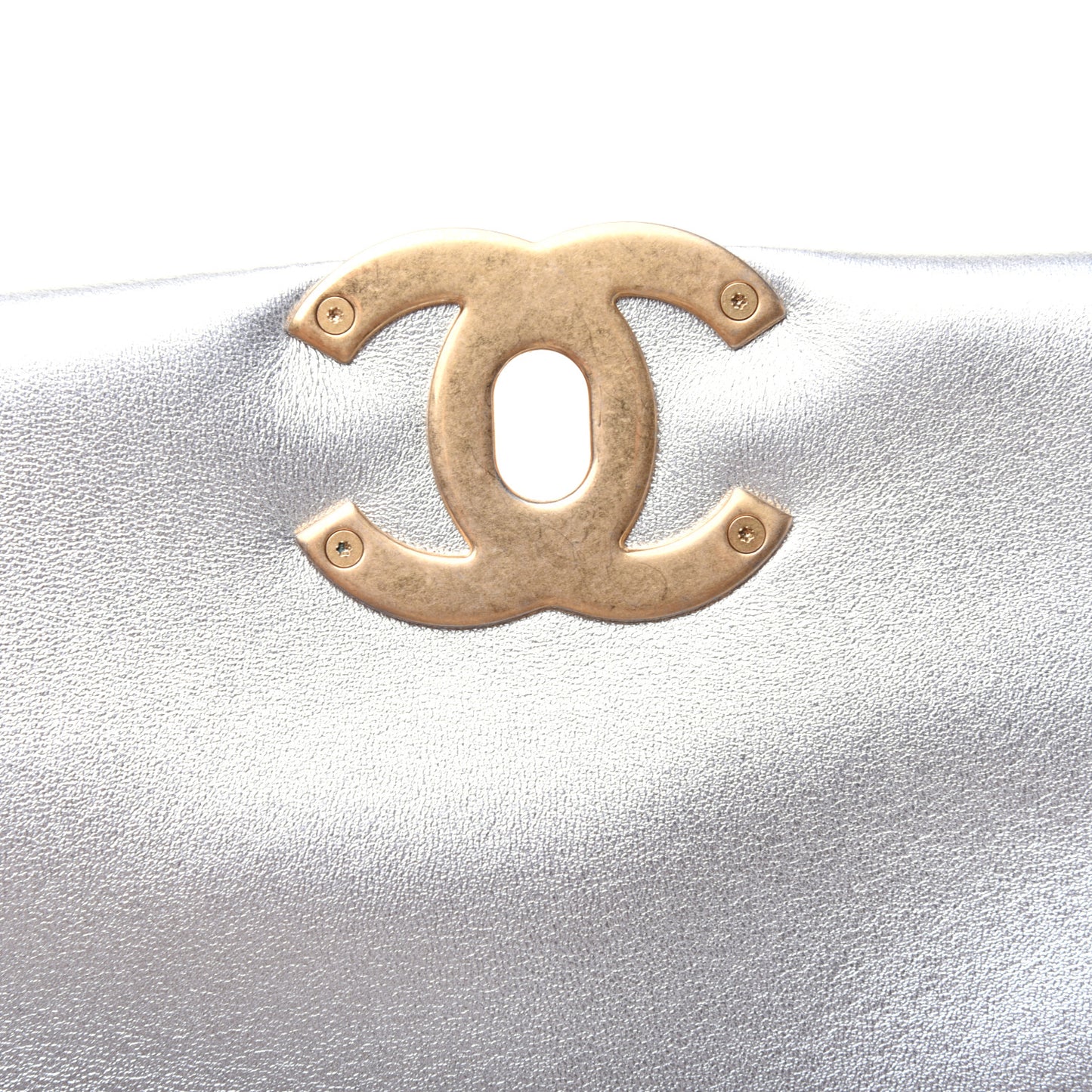 Metallic Lambskin Quilted Medium Chanel 19 Flap Silver