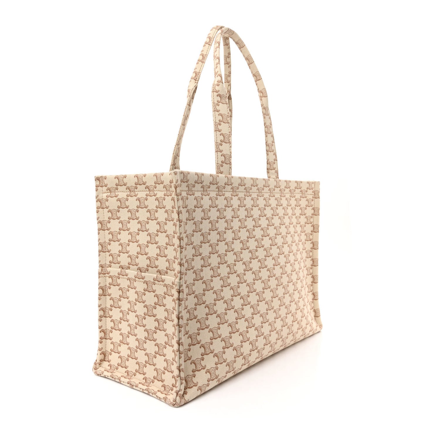 Canvas Calfskin Triomphe Large Cabas Thais White
