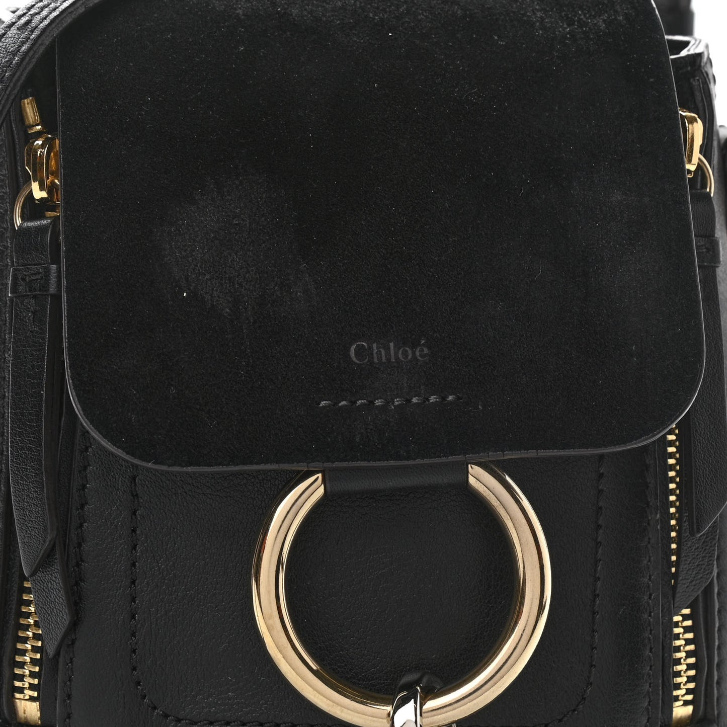 Suede Calfskin Mini Faye Backpack Black