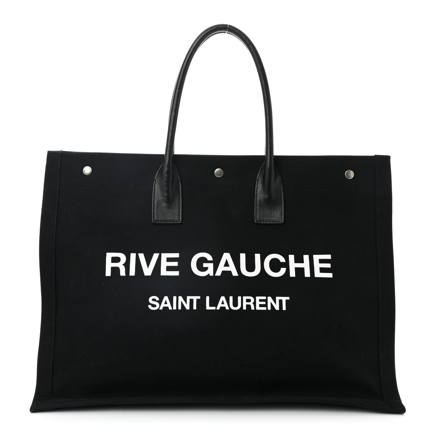 Linen Calfskin Rive Gauche Tote Black