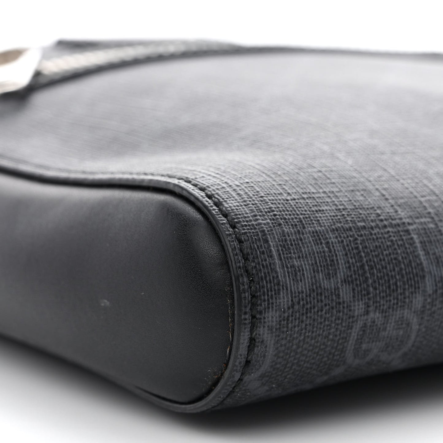 GG Supreme Monogram Web Small Flat Messenger Bag Black Grey