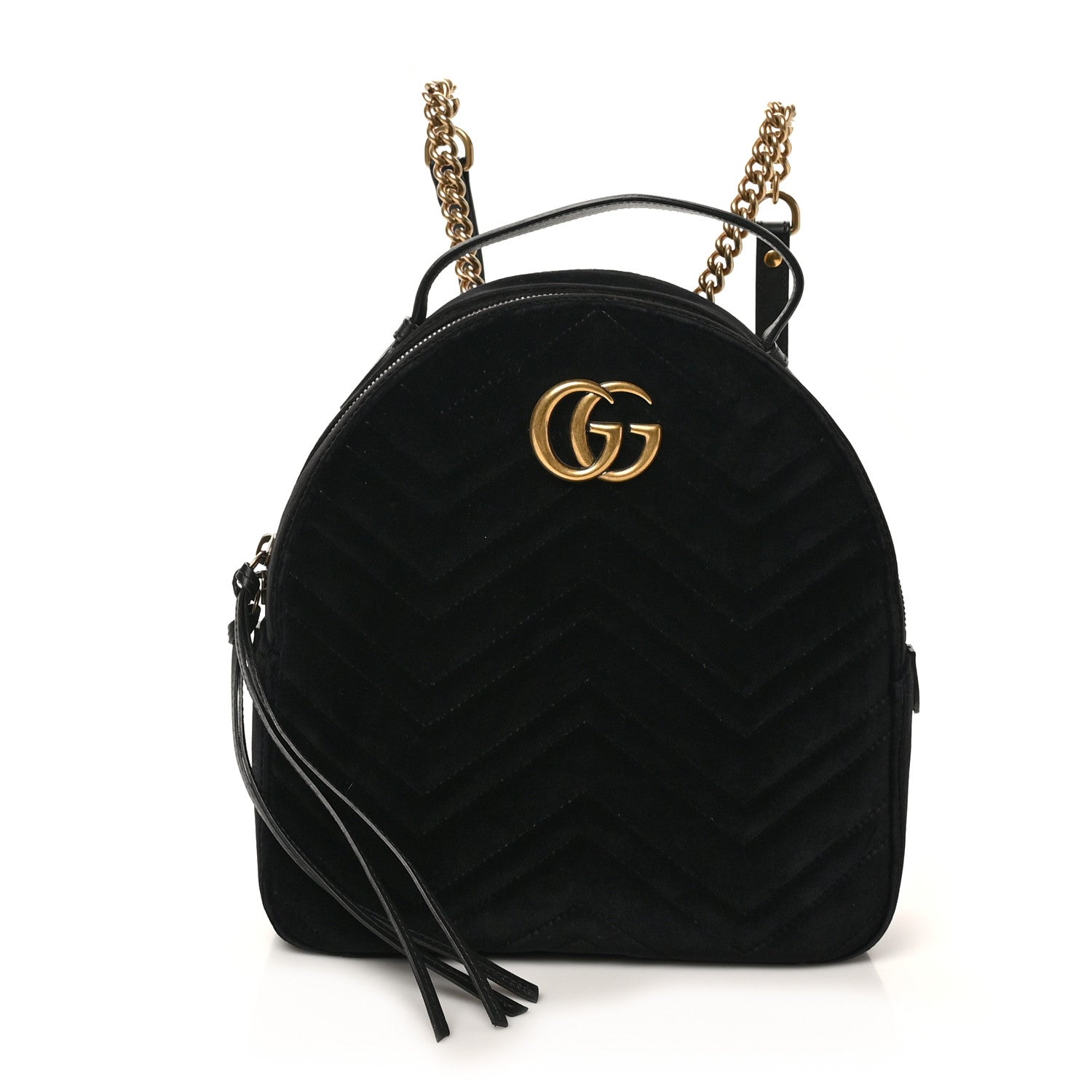 Gucci Velvet Matelasse GG Marmont Dome Backpack Black  display picture 3