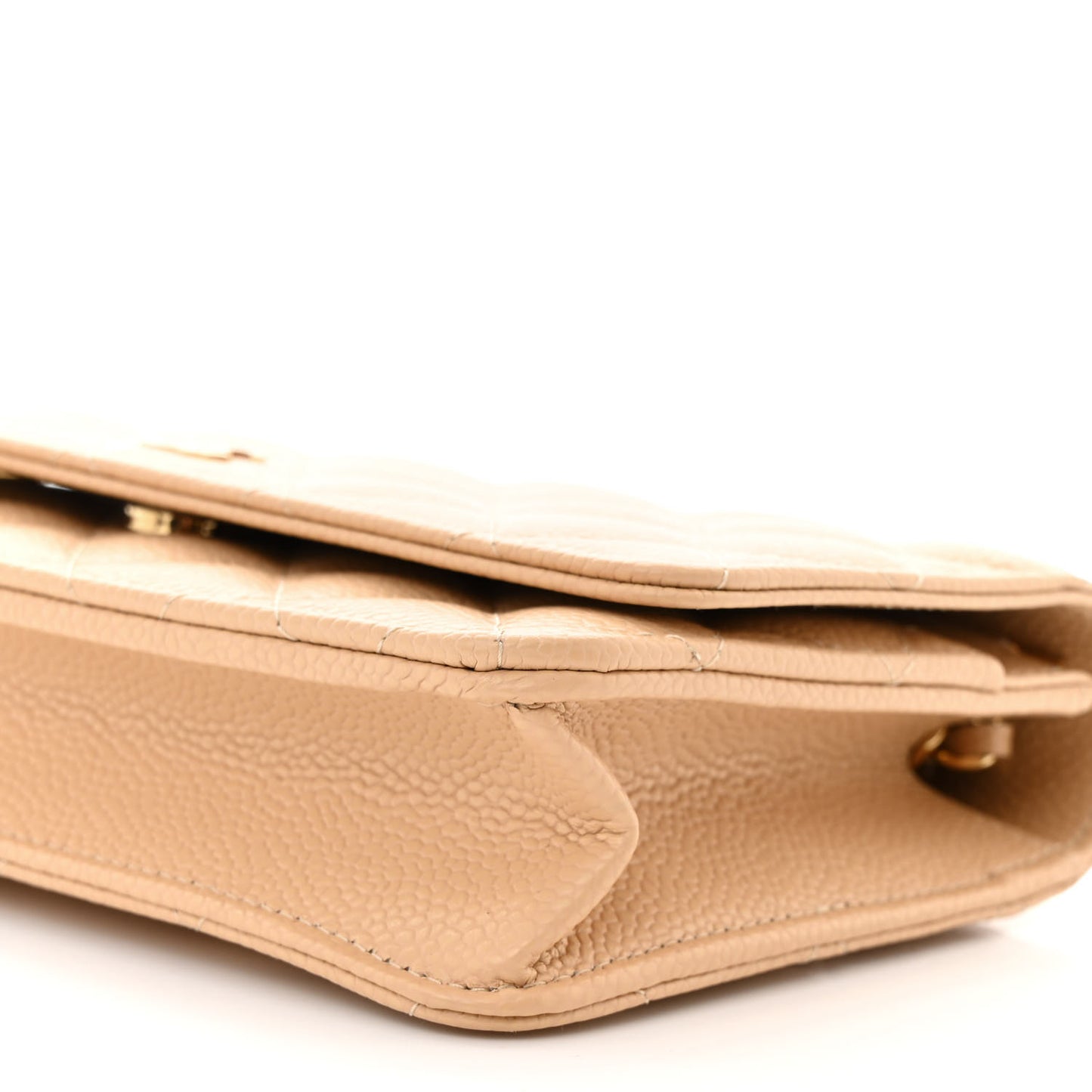 Caviar Quilted Wallet on Chain WOC Beige
