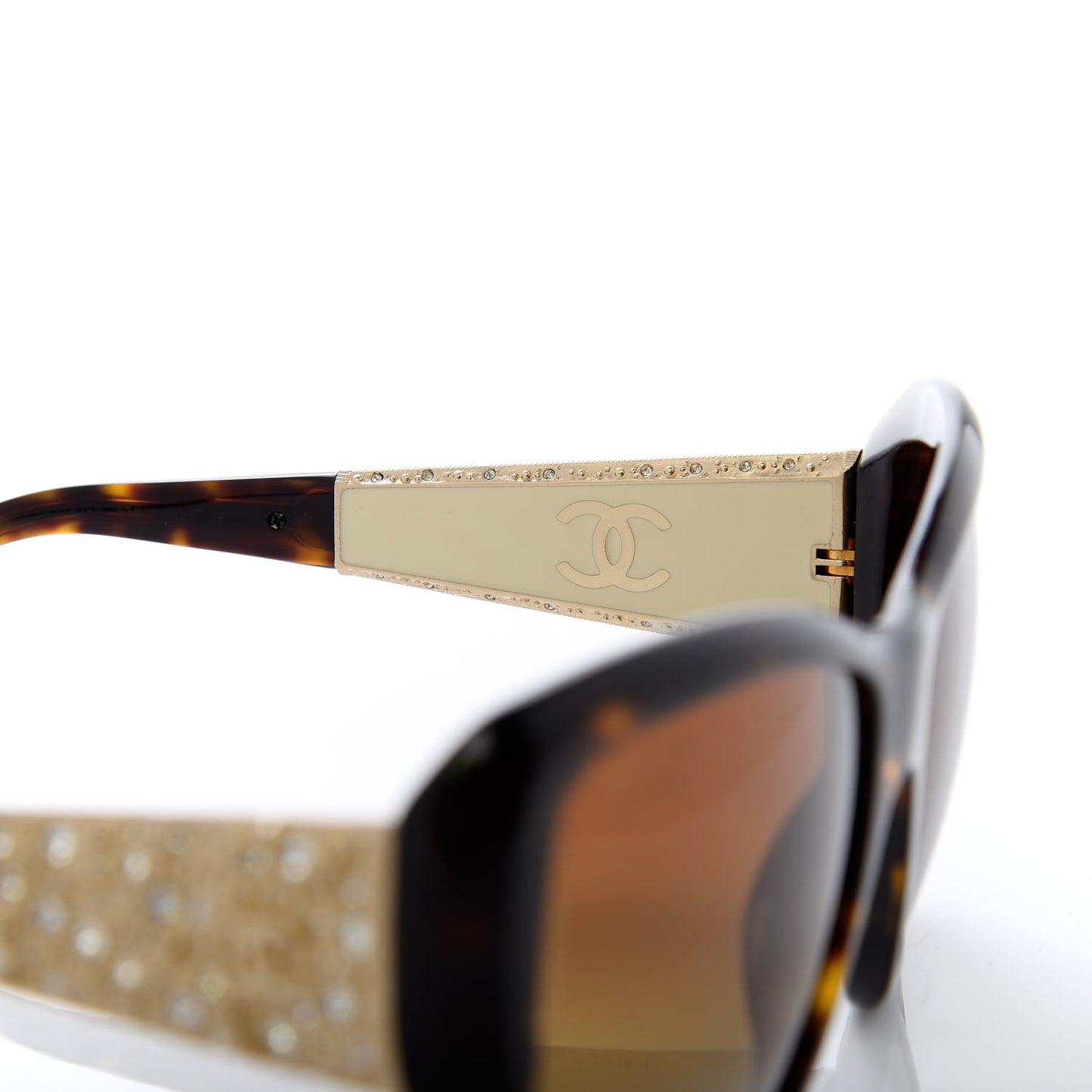 Crystal Polarized CC Square Sunglasses 5301-B Tortoise Gold