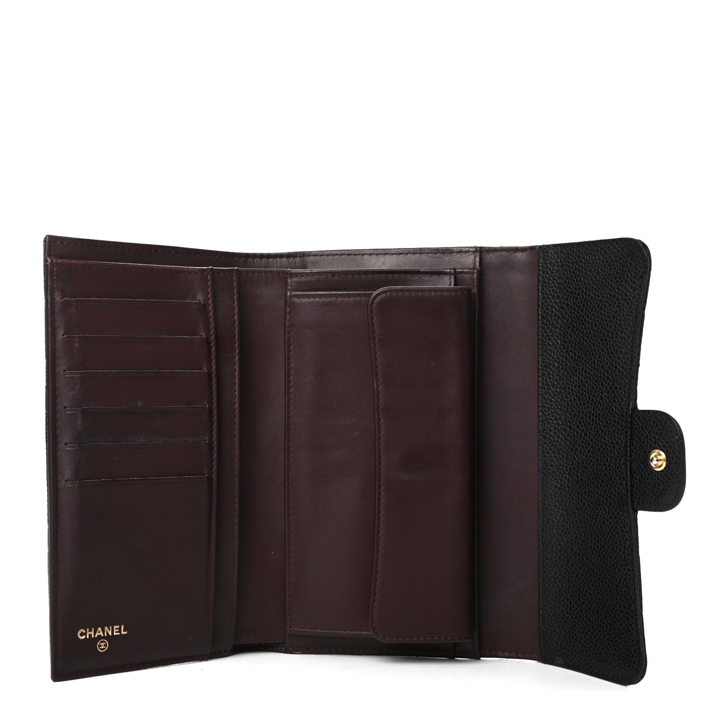 Caviar Quilted Long Flap Wallet Black