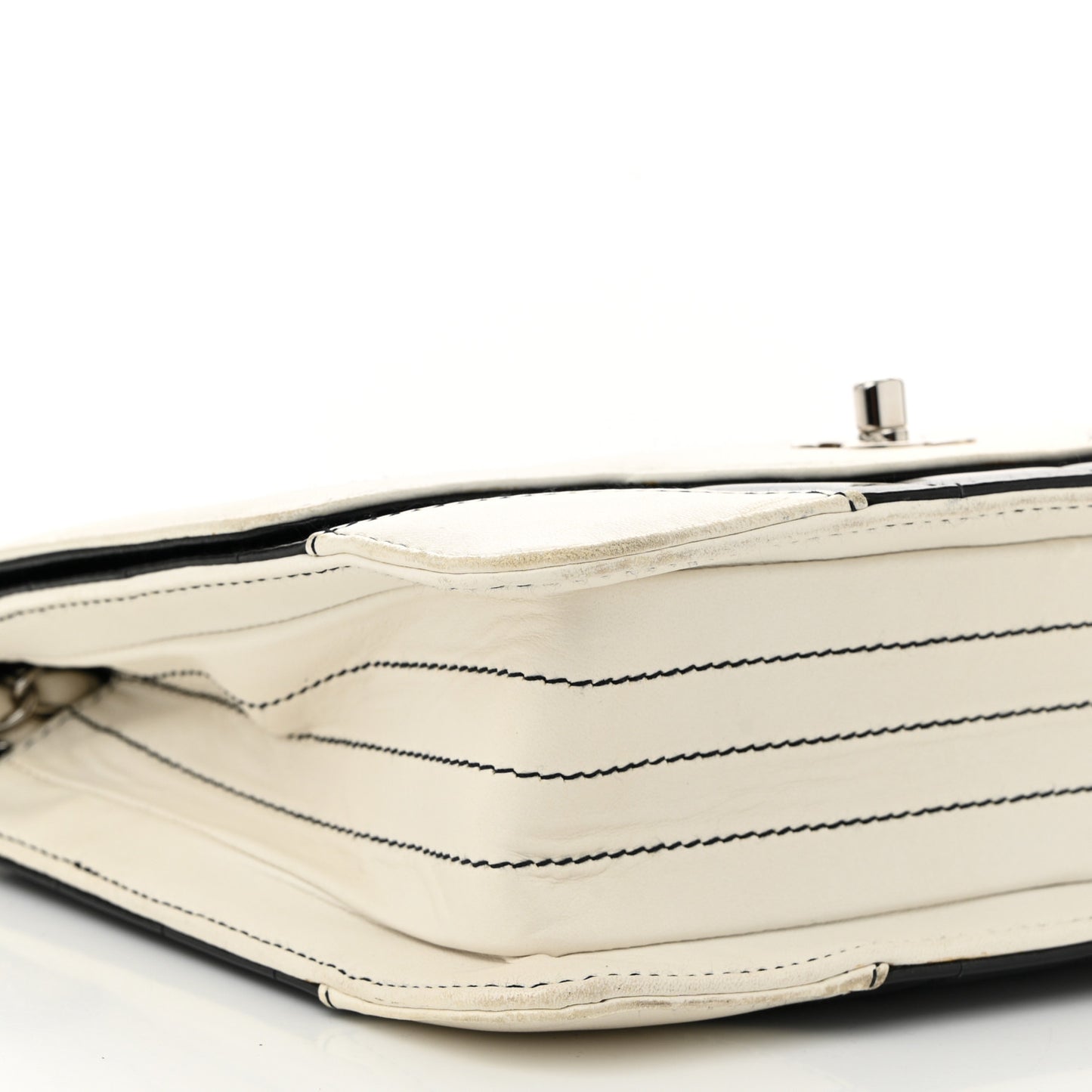 Lambskin Patent Chocolate Bar Flap Black White