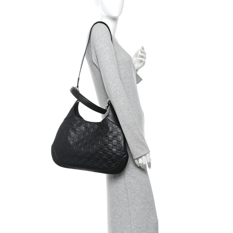 GG Calfskin Embossed B Medium Shoulder Bag Arabella Black
