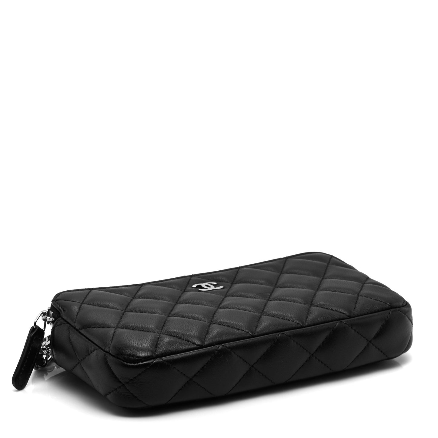 Lambskin Quilted Small Clutch With Chain Black