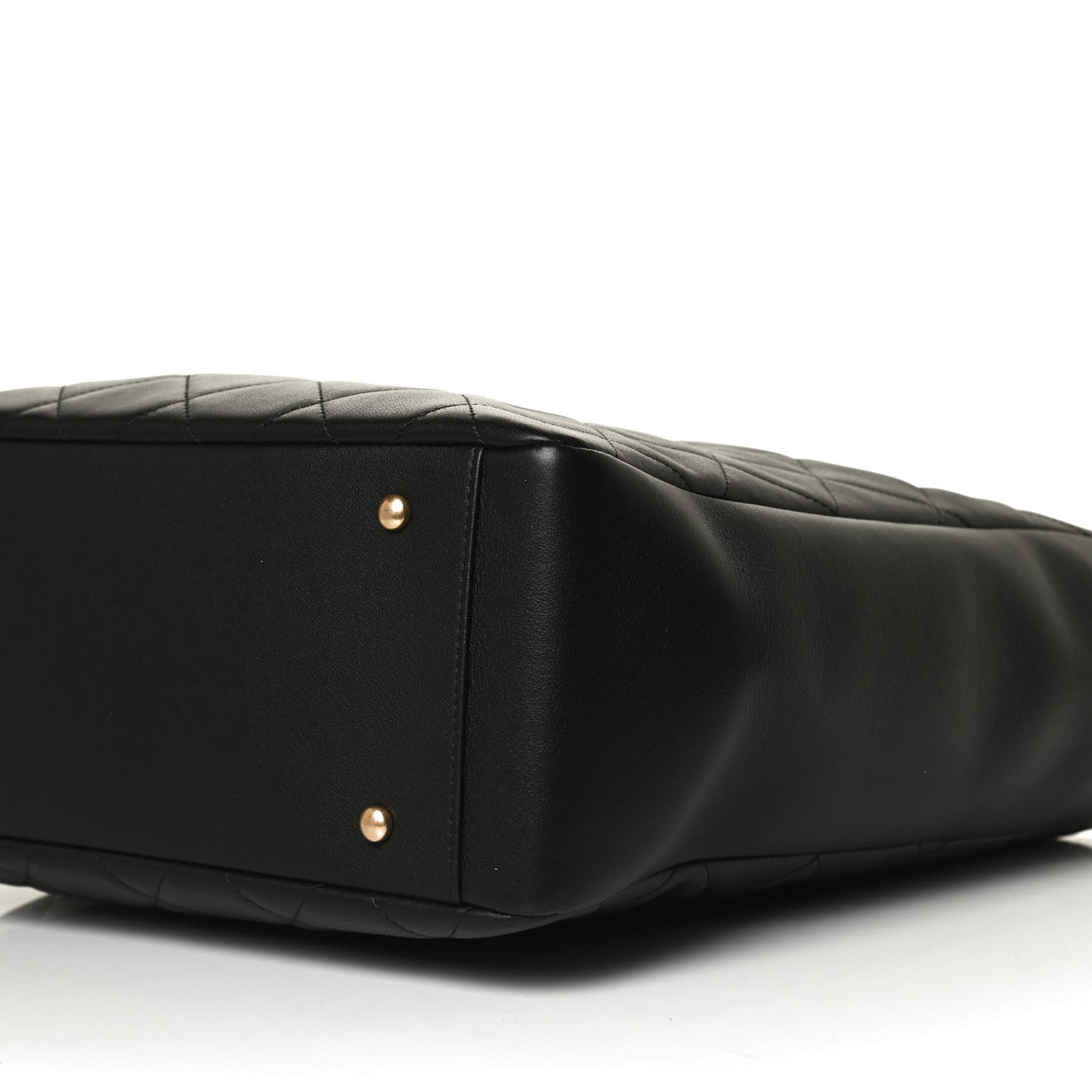 Calfskin Stitched Large Shopping Bag Black