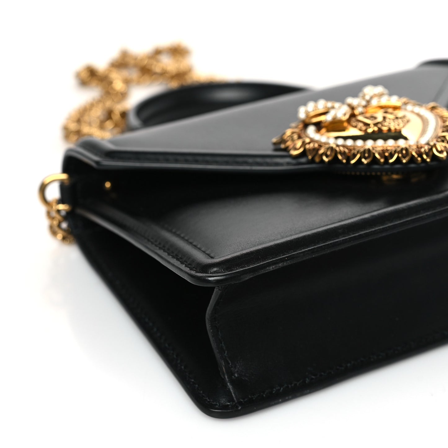 Smooth Calfskin Small Devotion Envelope Top Handle Bag Black
