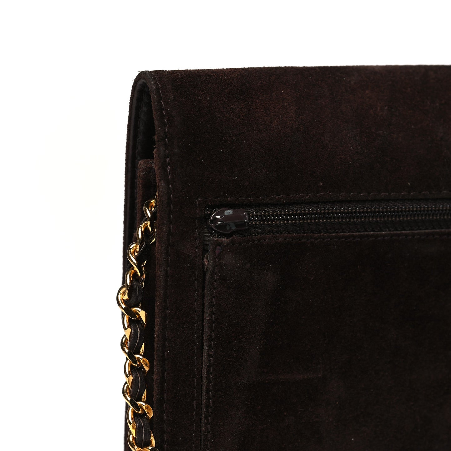 Suede Timeless CC Wallet on Chain WOC Brown