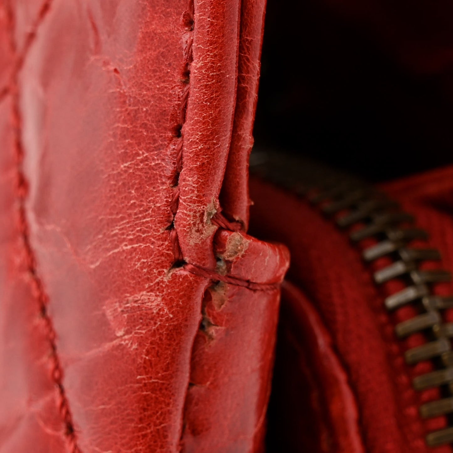 Glazed Crackled Calfskin Small Reissue Tote Red