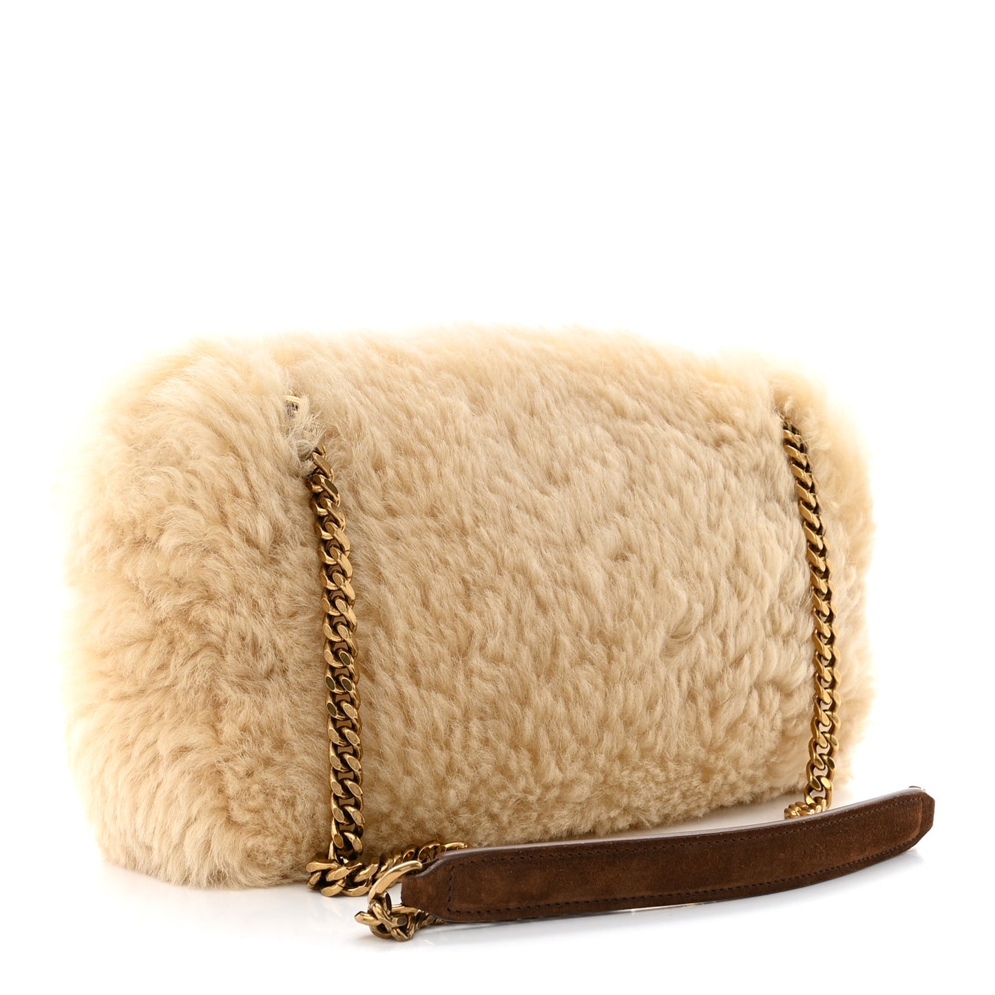 Shearling Calypso Crossbody Crema Naturel Dark Cigar