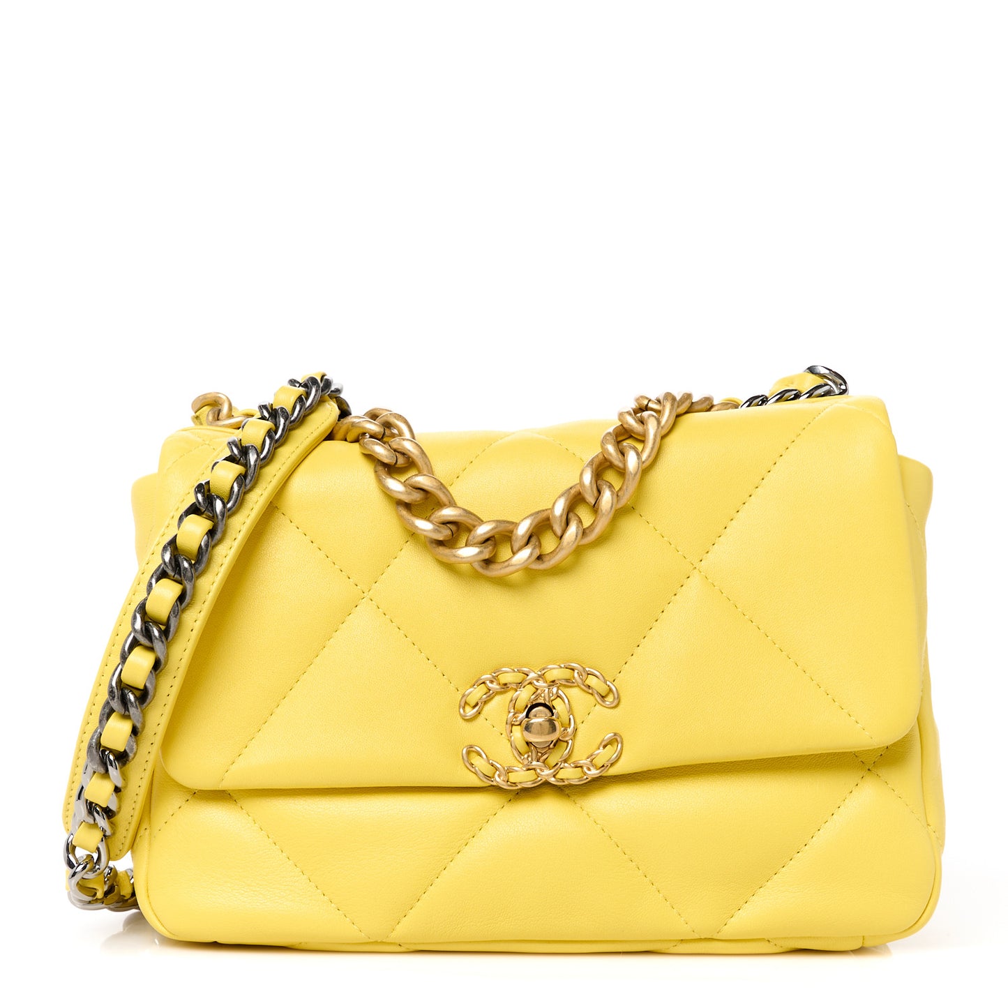 Lambskin Quilted Medium Chanel 19 Flap Yellow