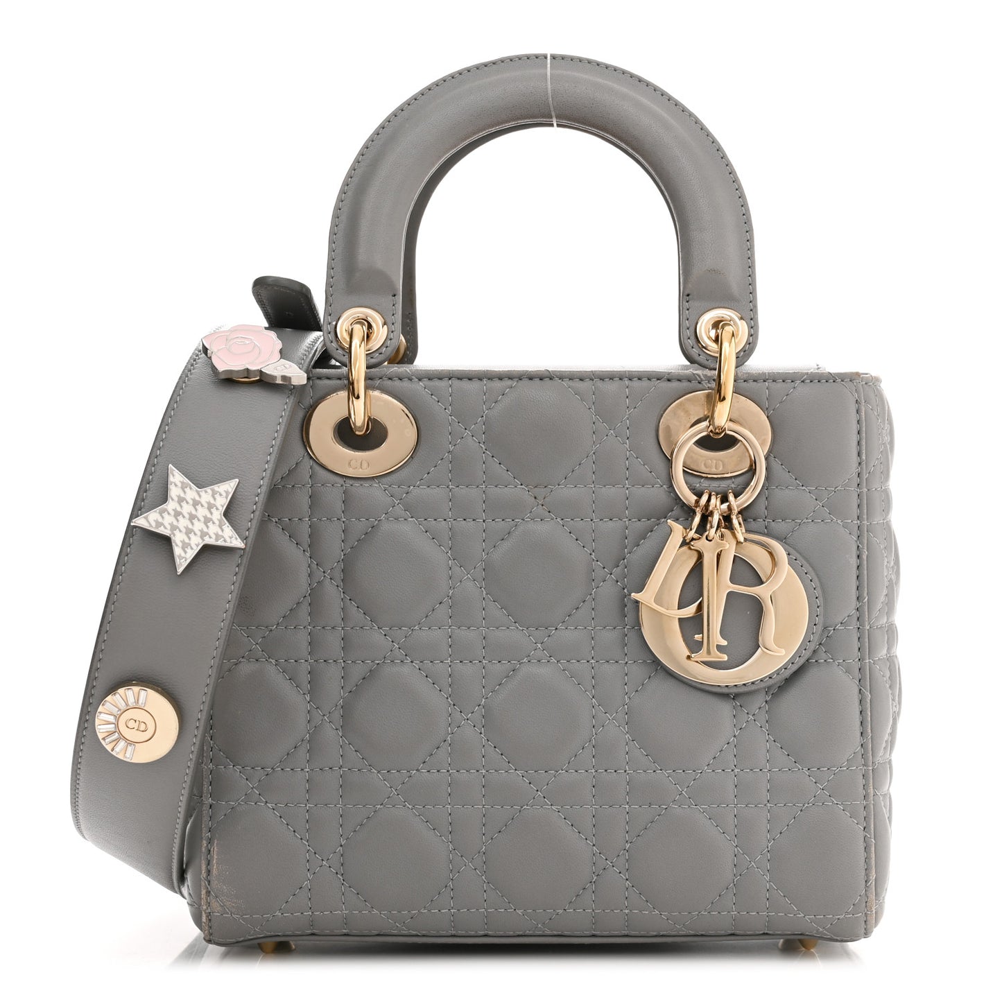 Lambskin Cannage Small Lucky Badges My Lady Dior Grey
