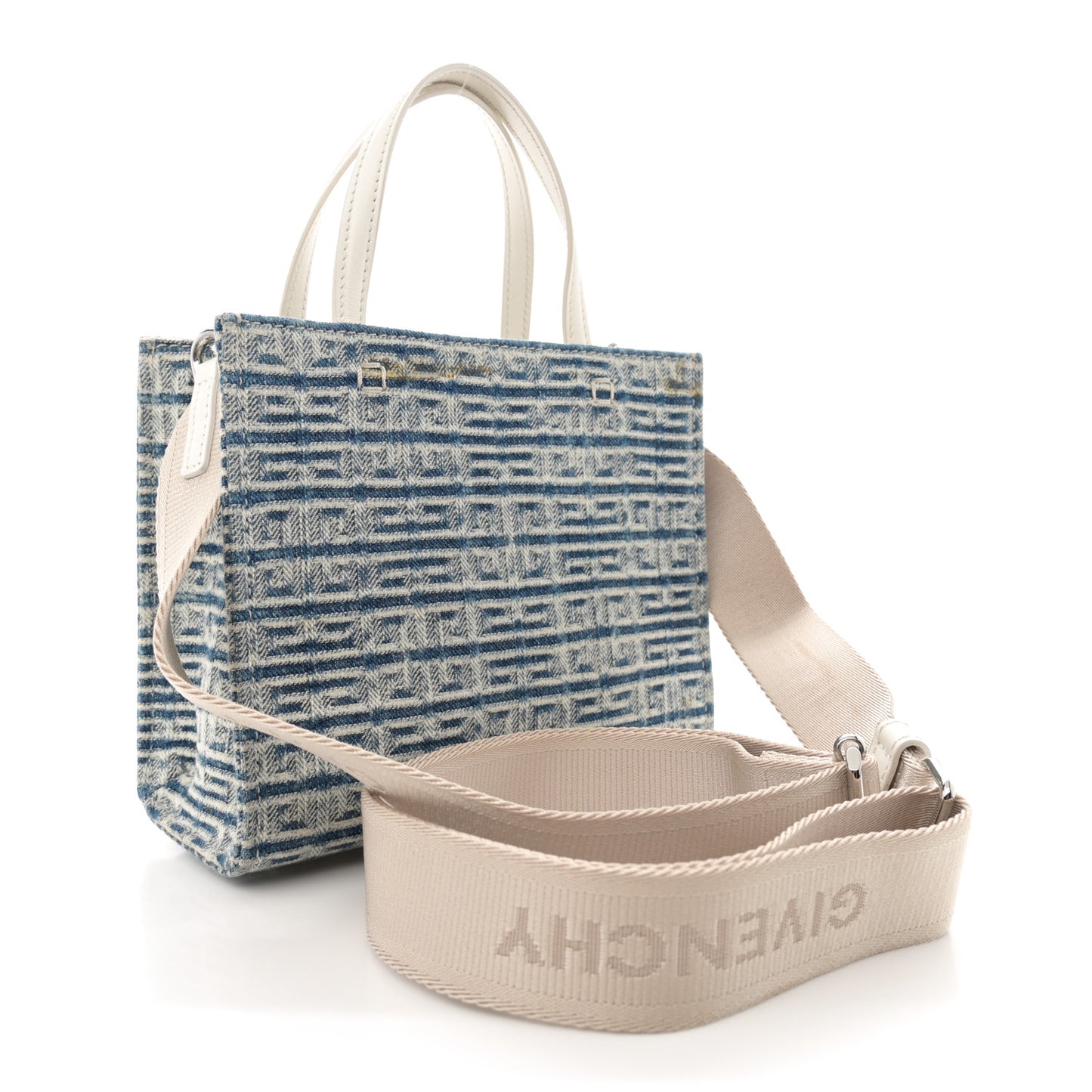 Washed Denim Mini G Shopping Tote Blue