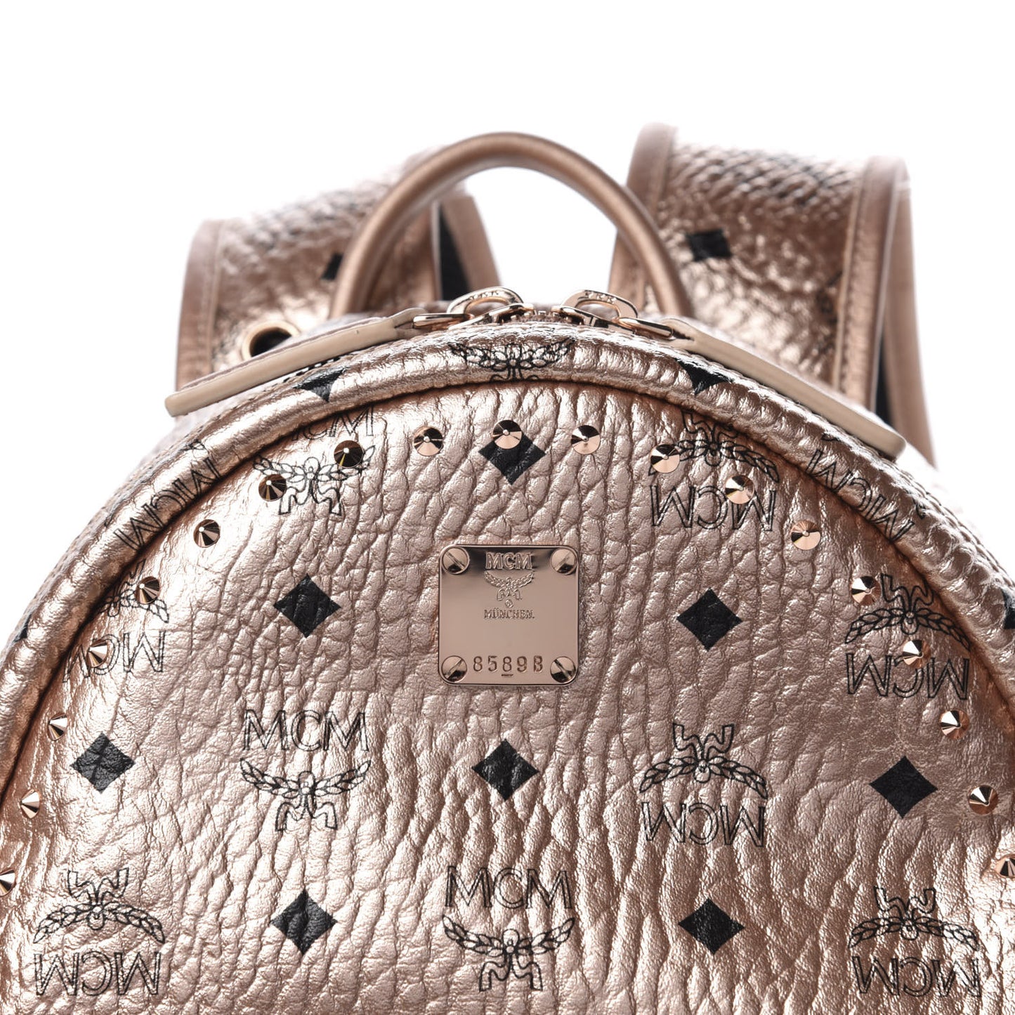 Metallic X Wizpak Visetos Studded Sound System Speaker Backpack Champagne Gold