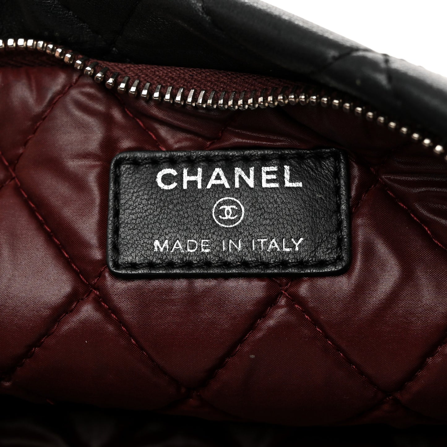 Lambskin Quilted CC Beauty Clutch Black