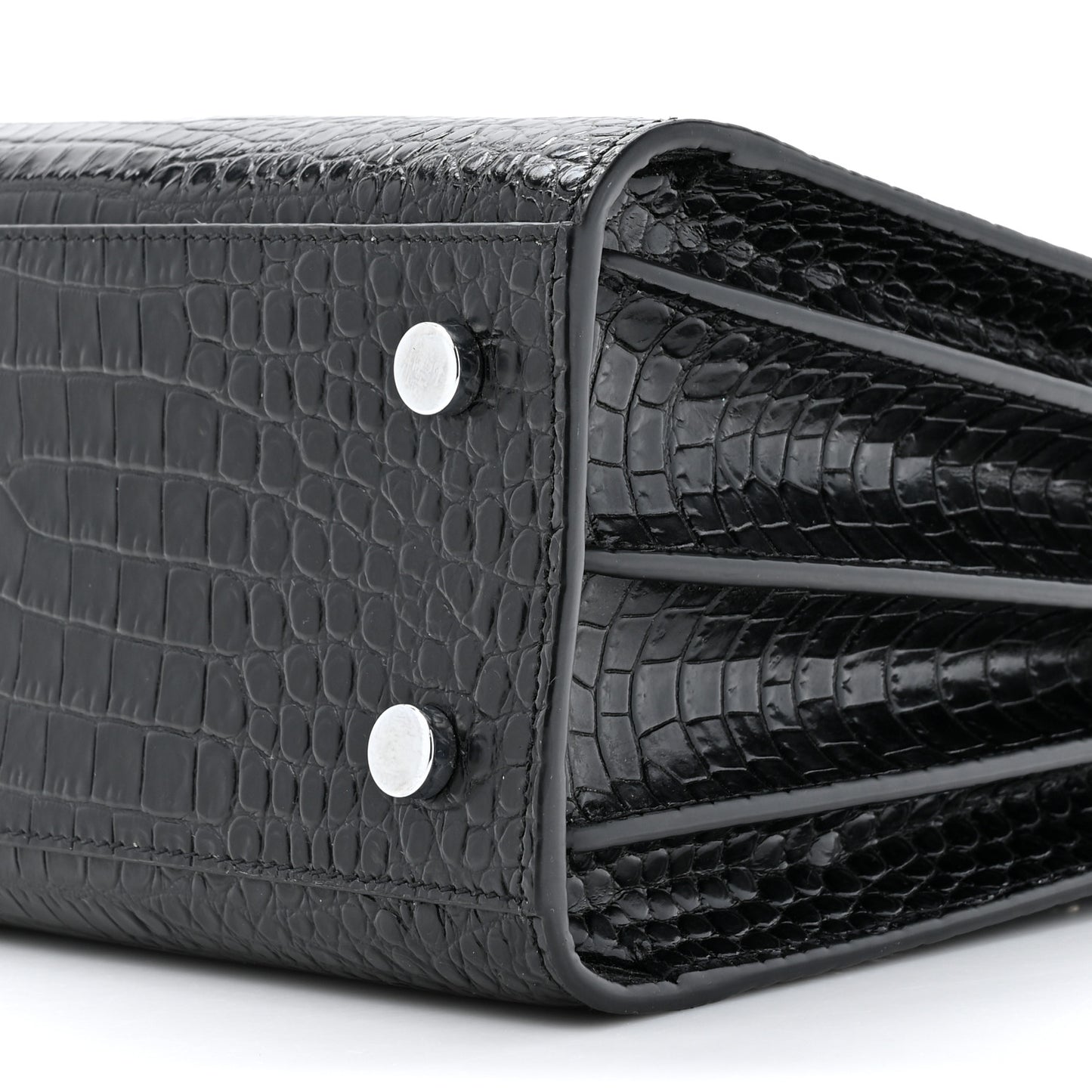 Calfskin Crocodile Embossed Baby Sac De Jour Black