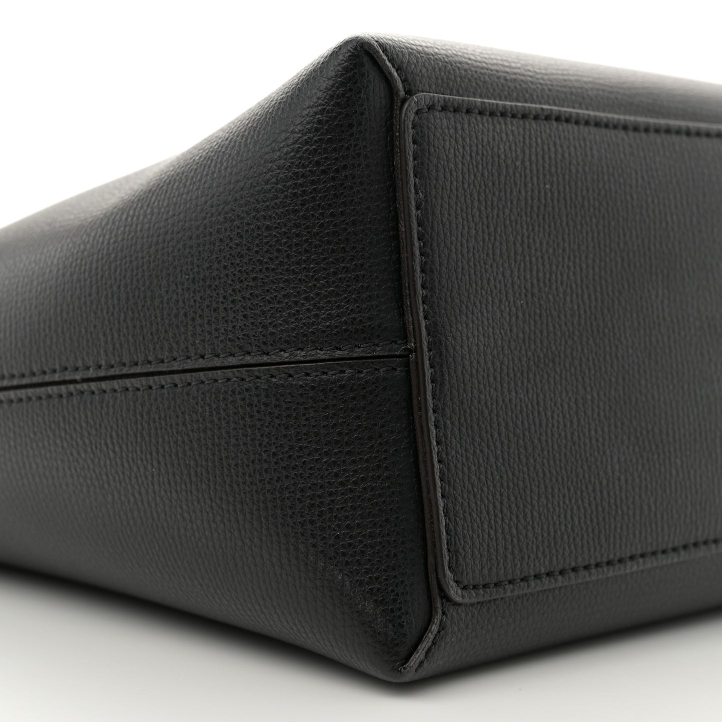 Grainy Calfskin Haymarket Check Medium Reversible Tote Black