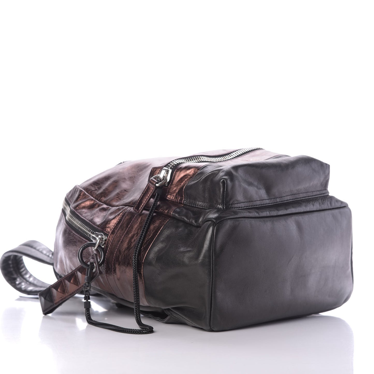 Calfskin Tumbler Colorblock Backpack Bronze Copper Black