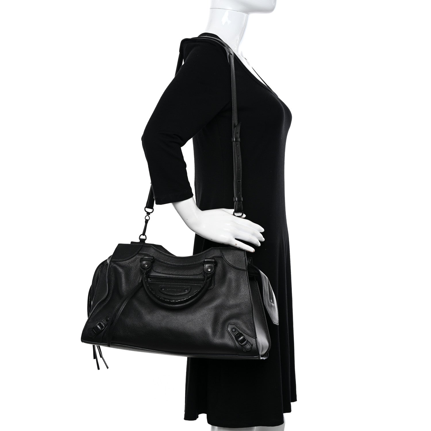 Balenciaga Grained Calfskin Black Hardware Neo Classic City Black 2 of 12