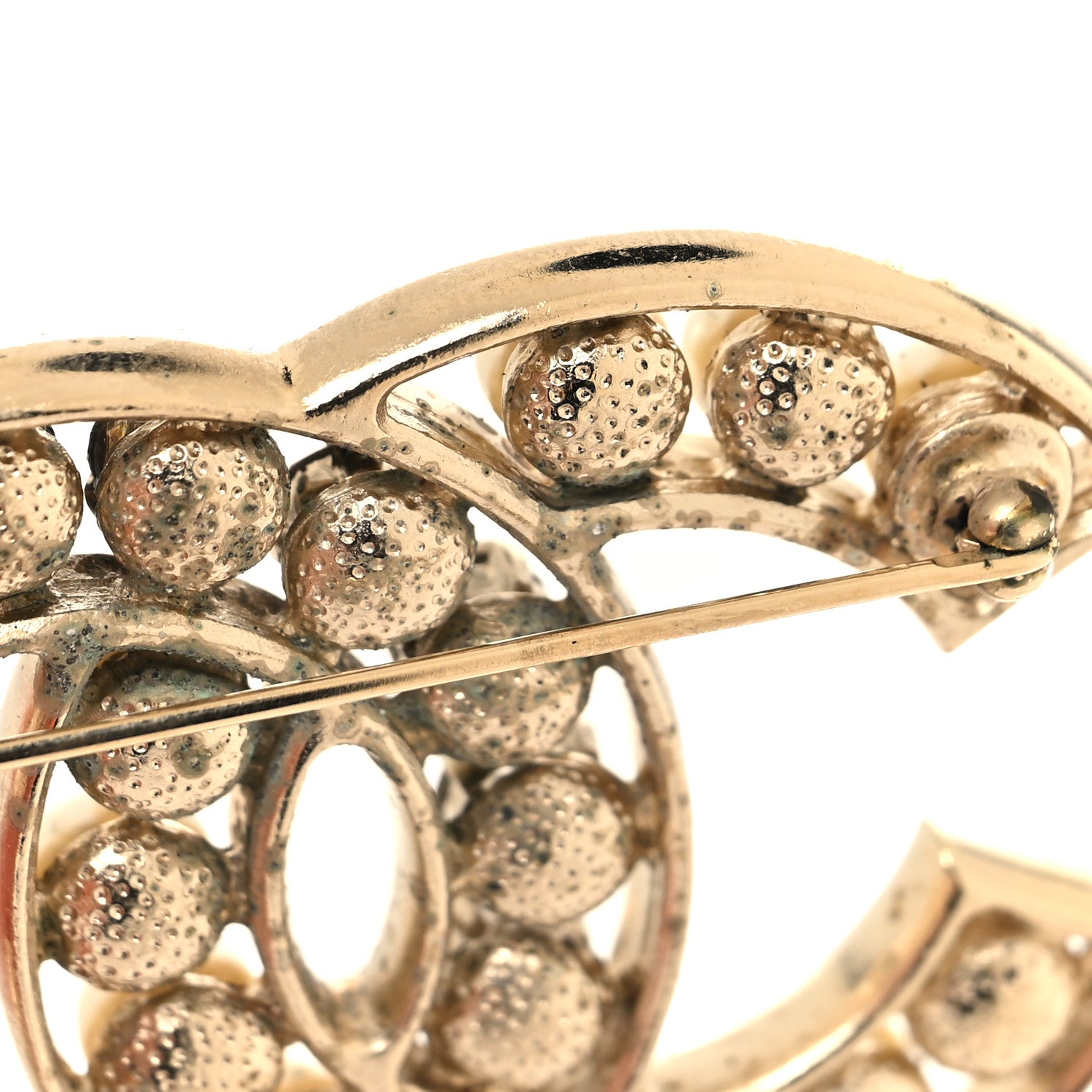 Chanel Pearl Crystal CC Brooch Gold 4 of 4