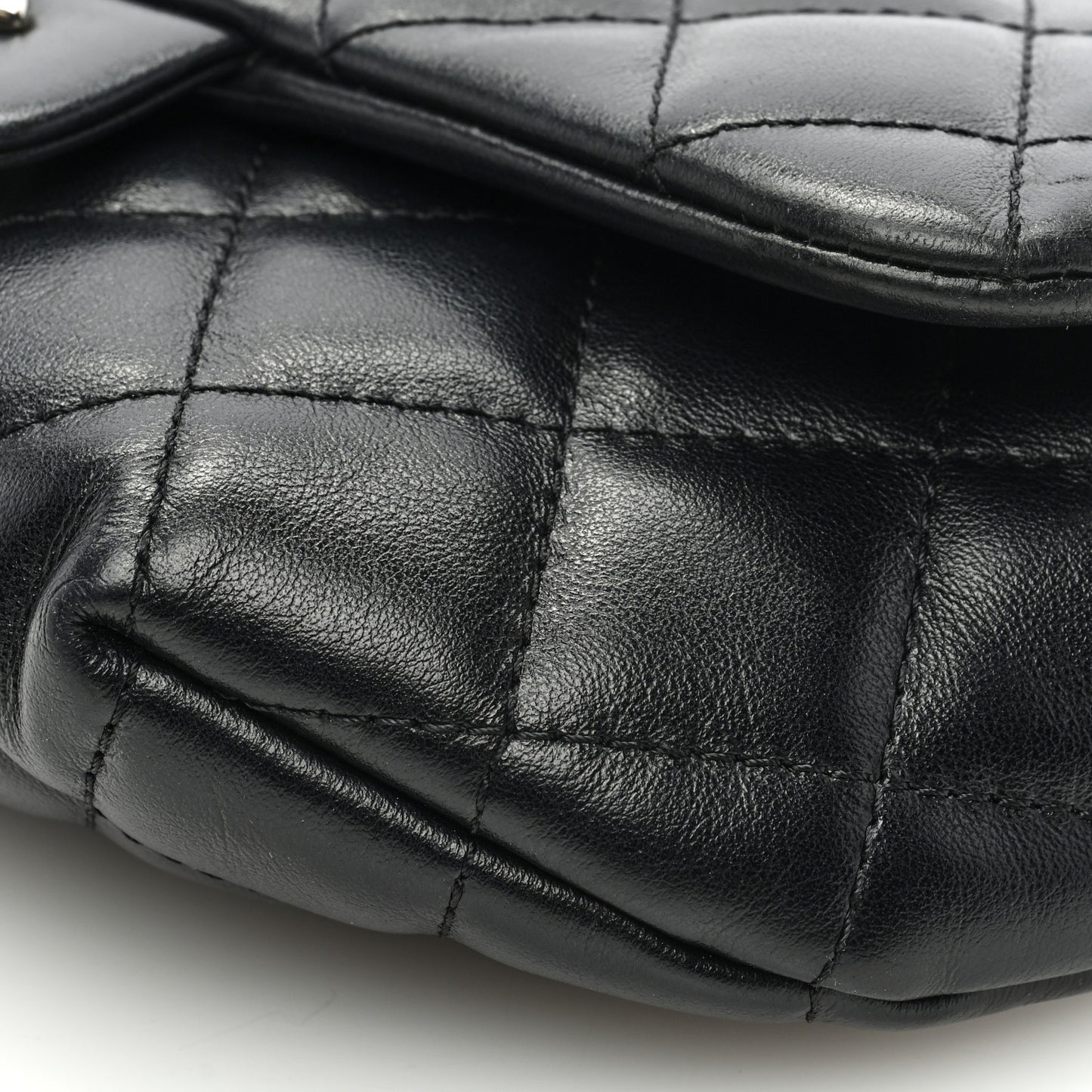 Calfskin Quilted CC Uniform Flap Belt Bag Black