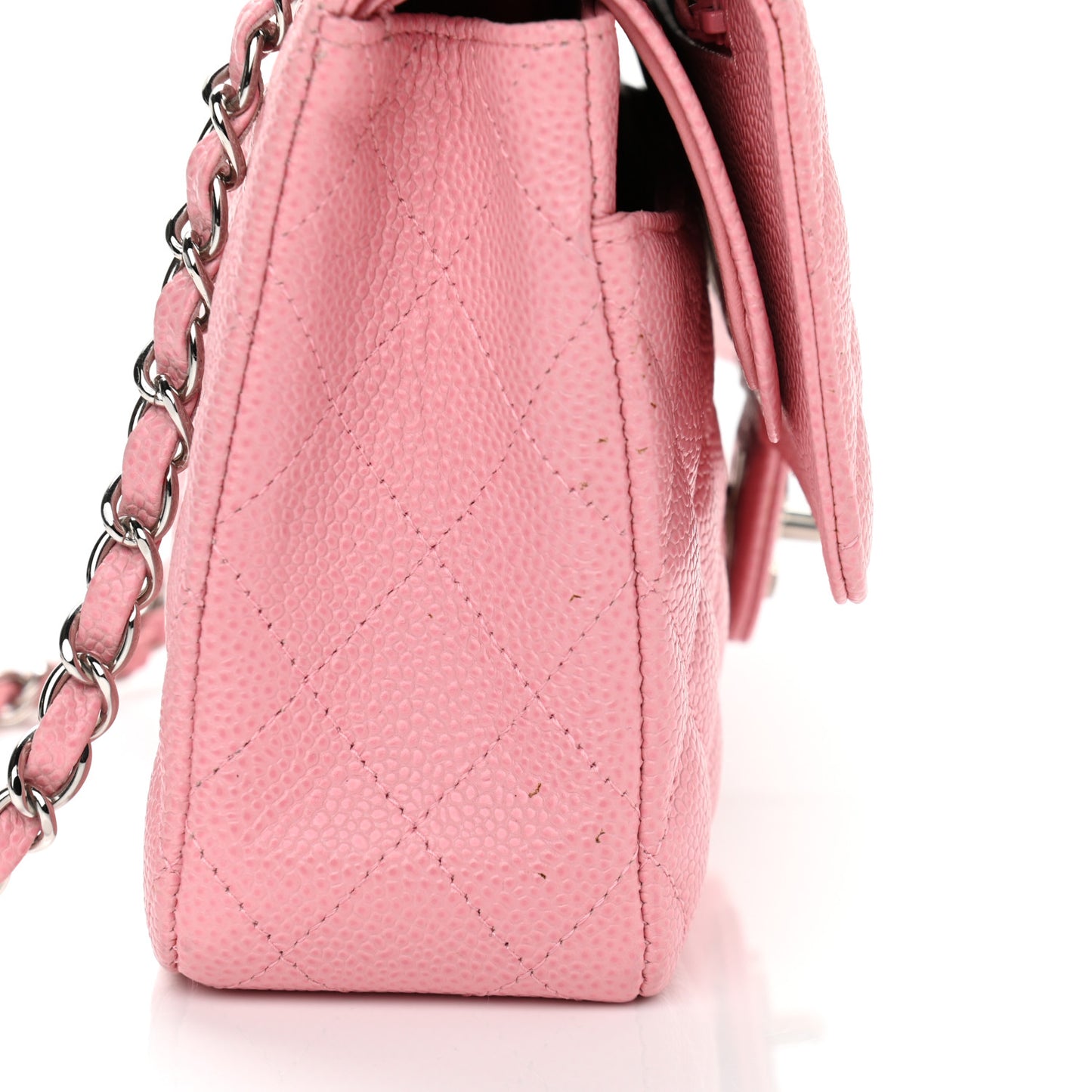 Caviar Quilted Medium Double Flap Light Pink